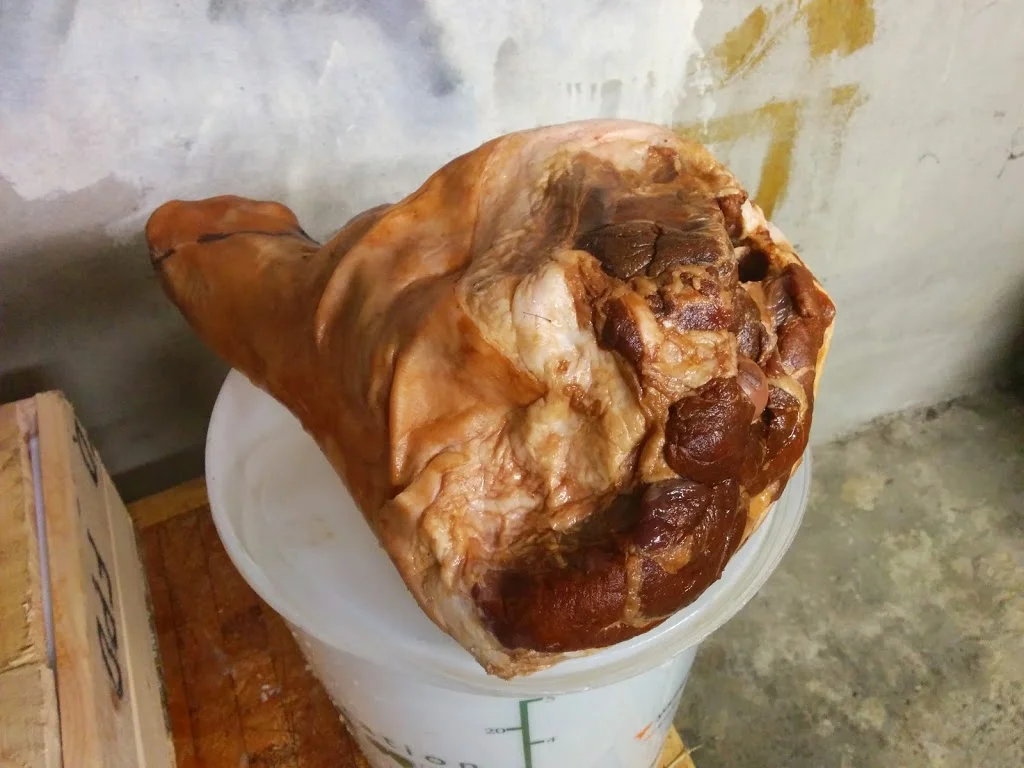 
Xmas ham out of the brine  