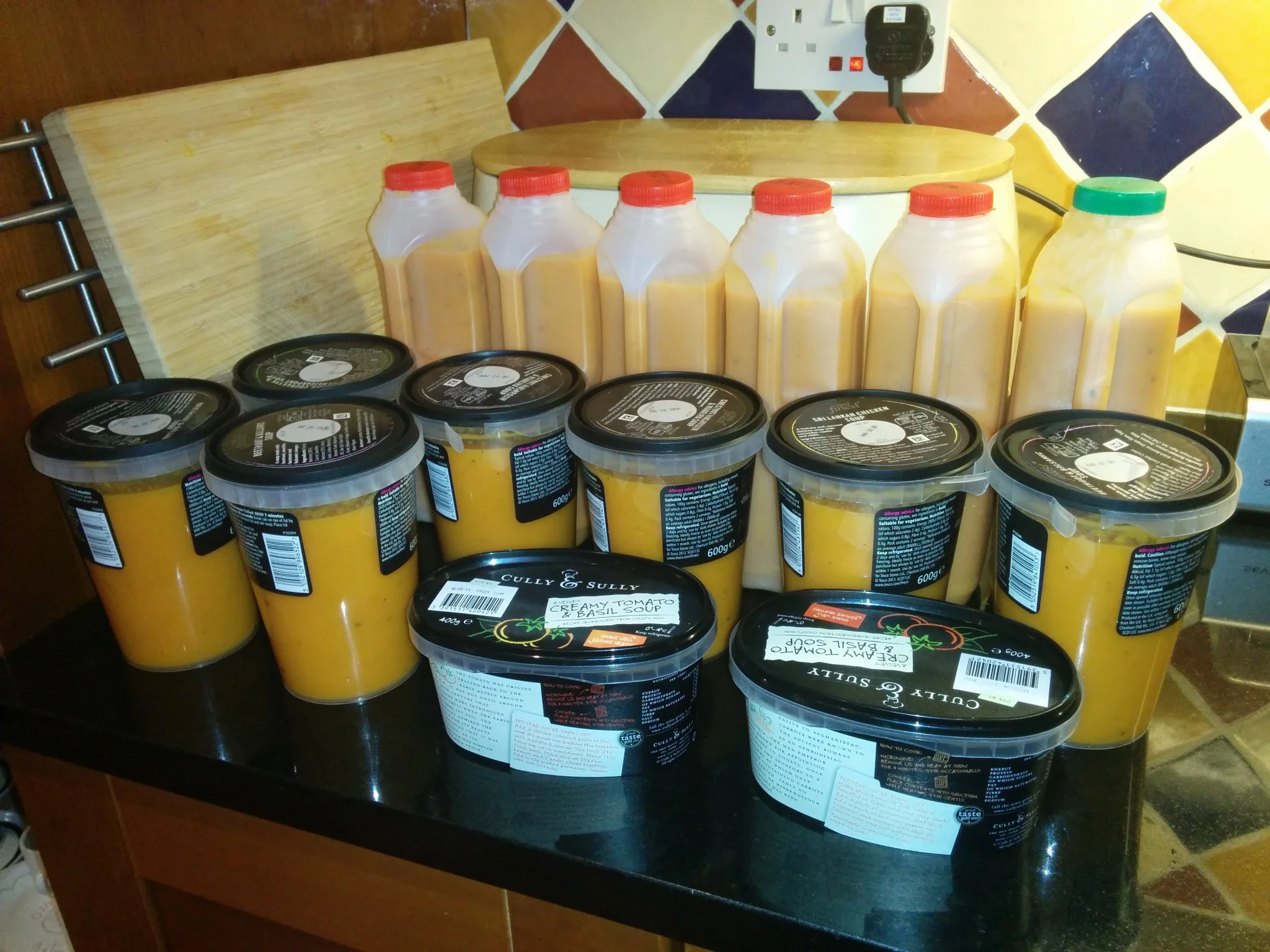 
15 litres of tomato soup  