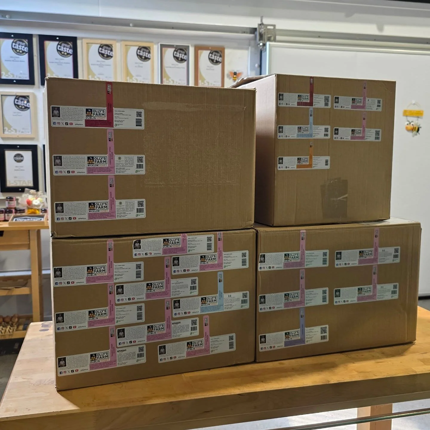 Latest batch of labels arrived 😁 

I've been running out of some varities for a while 😬

Hot honey &amp; Glenasmole SoftSet will be back very soon 🐝🍯🍯🍯

#IrishHoney #DublinHoney #DublinMountains #Dublin #OllysFarm #WicklowHoney #bees