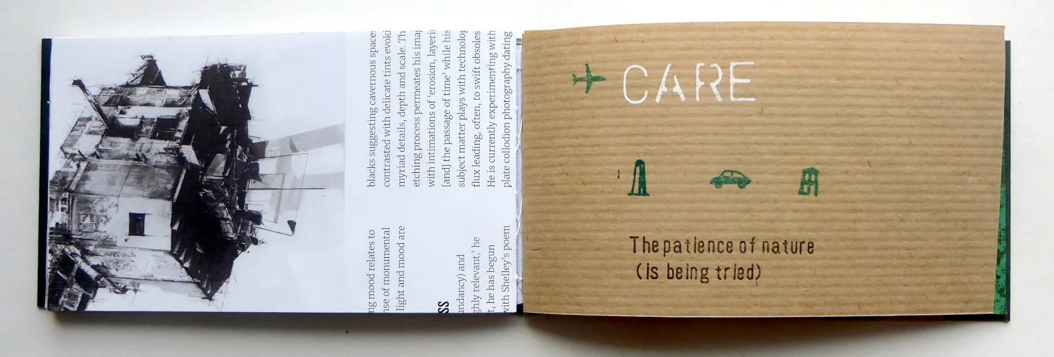 double page spread with found paper