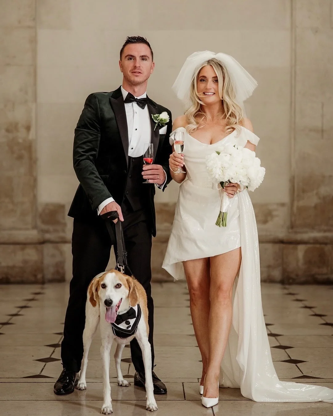 Our beautiful real bride Lucy and her husband Ray beautifully captured by @photosbybokeh 🤍 We&rsquo;re obsessed by this entire look! @viviennewestwood was the perfect choice! 
⠀⠀⠀⠀⠀⠀⠀⠀⠀
Hair: @aislingbyrne_hairstyling 
MUA: @makeupbymandijay 
Celebr