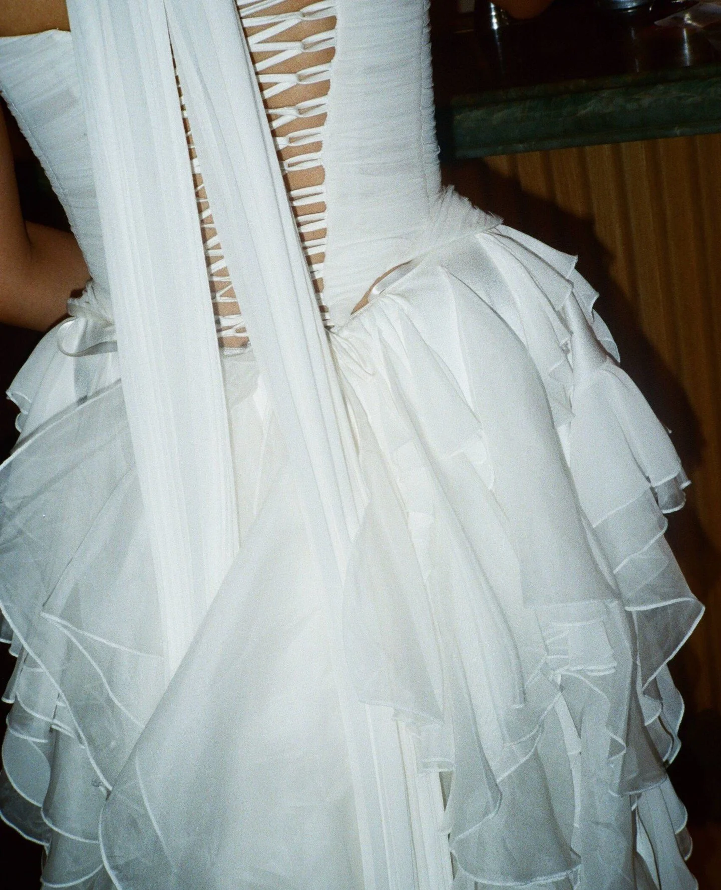 Rita skirt by Seline Meisler. 🤍

Crafted in triacetate satin, Rita drapes cleanly over the hips before cascading into soft layers of silk organza and chiffon ruffles through the back and sides. Voluminous yet beautifully light - designed for movemen