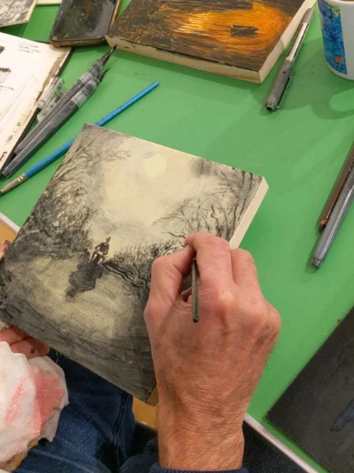 All today's artists are slaving away today! 
Pop in to the exhibition anytime and you'll find a few to help and chat to. 
Today it's...

@martingrover__ Martin Grover
@furzedownartstudio_photography Lynn Selwyn-Reeves
@jana_dragonfly Jana Rychvalska
