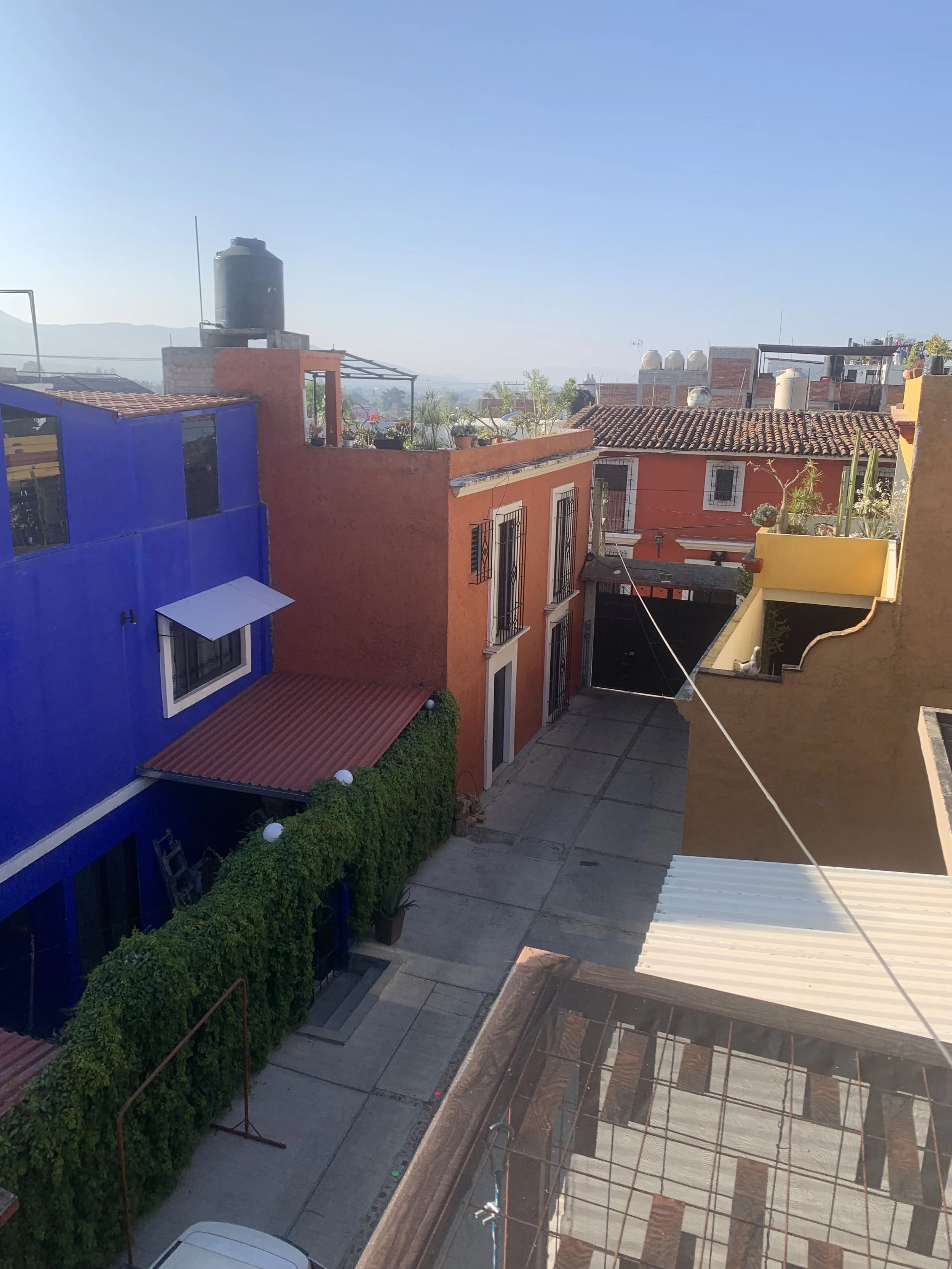 View of the front courtyard from the rooftop.