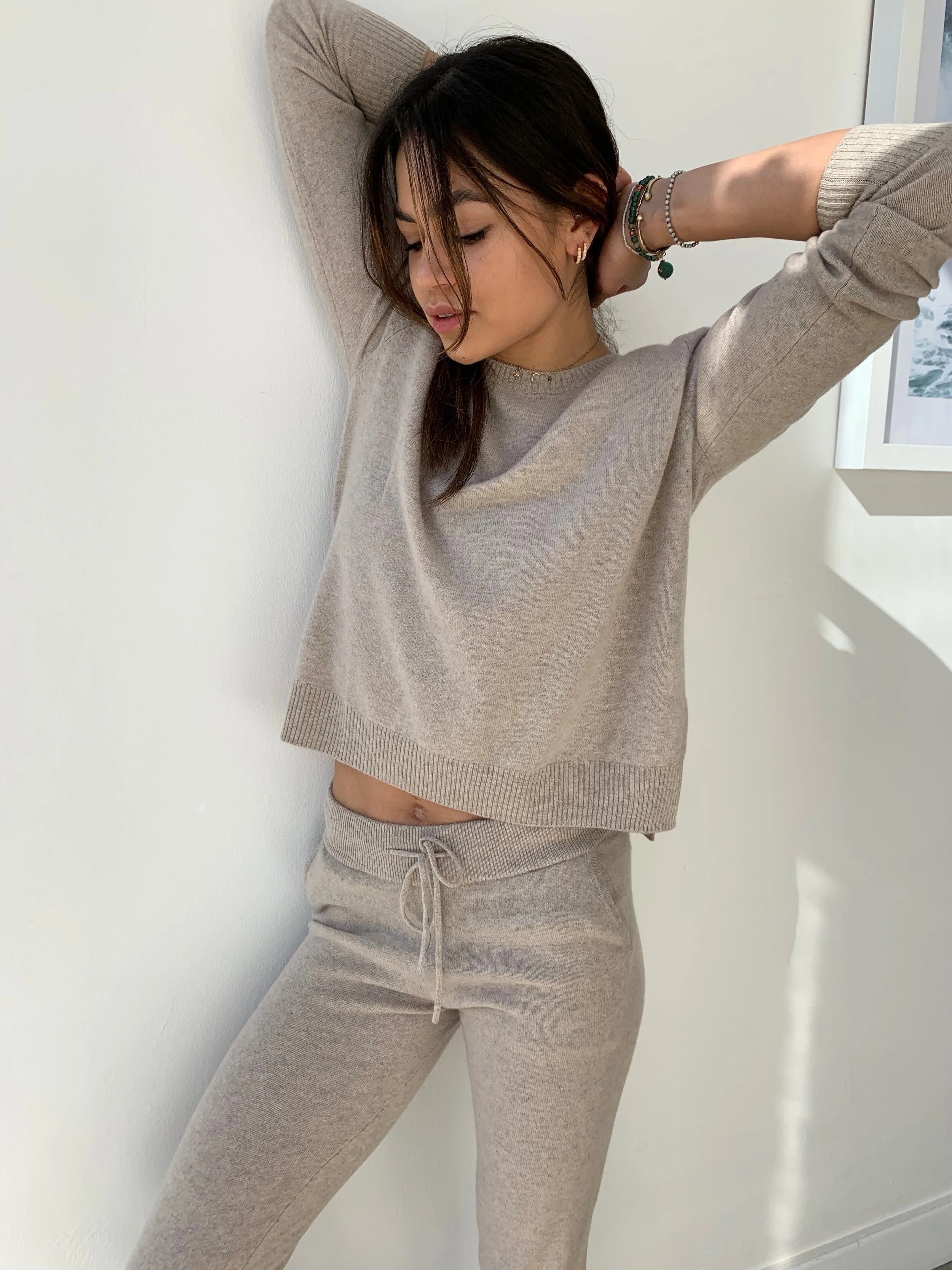 100% Cashmere Classic Tracksuit - Oatmeal