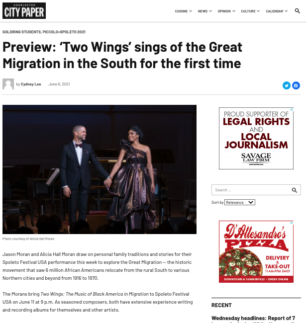 Spoleto Review: ‘Two Wings’ charts varied Great Migration paths through diverse talents
