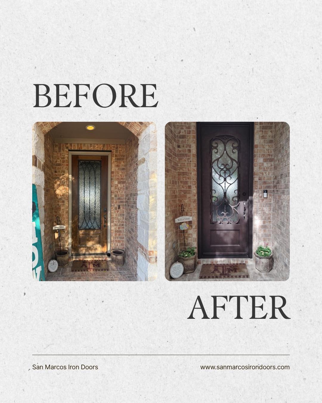 Before ➡️ after and WOW&hellip; what an upgrade 😍
From basic to bold, this iron door just gave this entryway a whole new personality. Stronger, more secure, and way more stylish 🔥

Ready to make your first impression unforgettable?

#IronDoors #Bef