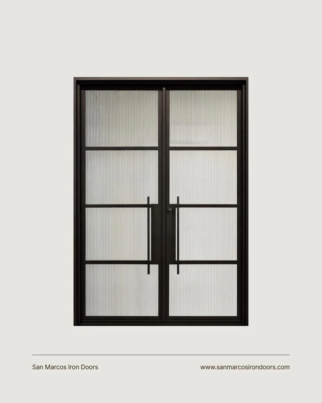 Clean lines, textured glass, and just the right amount of privacy 🤍 This reeded glass double door is where modern meets timeless.

Come visit our showroom ✨
#SanMarcosIronDoors #IronDoors #ReededGlass #ModernEntry #LuxuryHomes