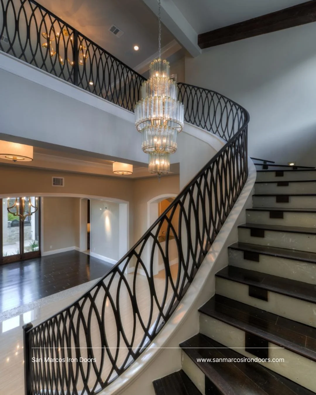 Curves that catch the eye, craftsmanship that lasts a lifetime ✨ 

These custom iron railings turn every step into a statement.

#IronRailings #LuxuryLiving #StaircaseDesign #CustomIron #SanMarcosIronDoors