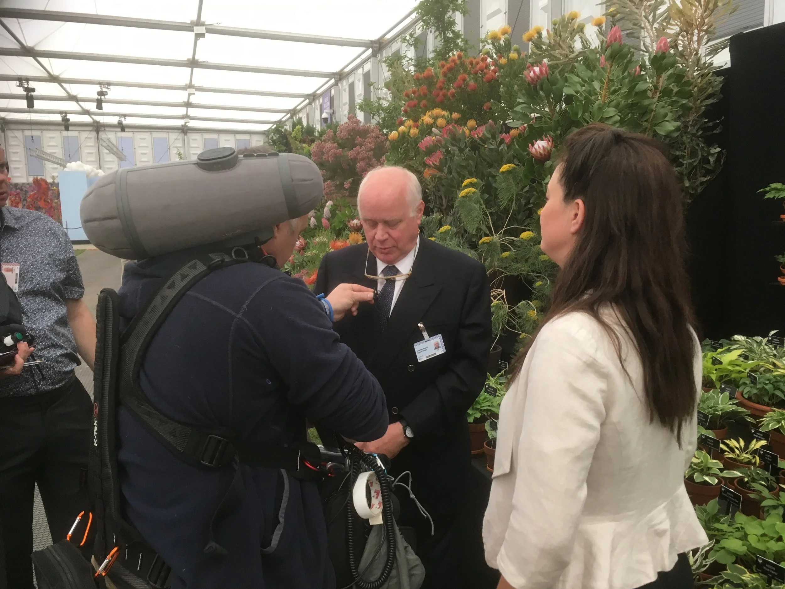 Jonathan Preparing for an Interview at RHS Chelsea