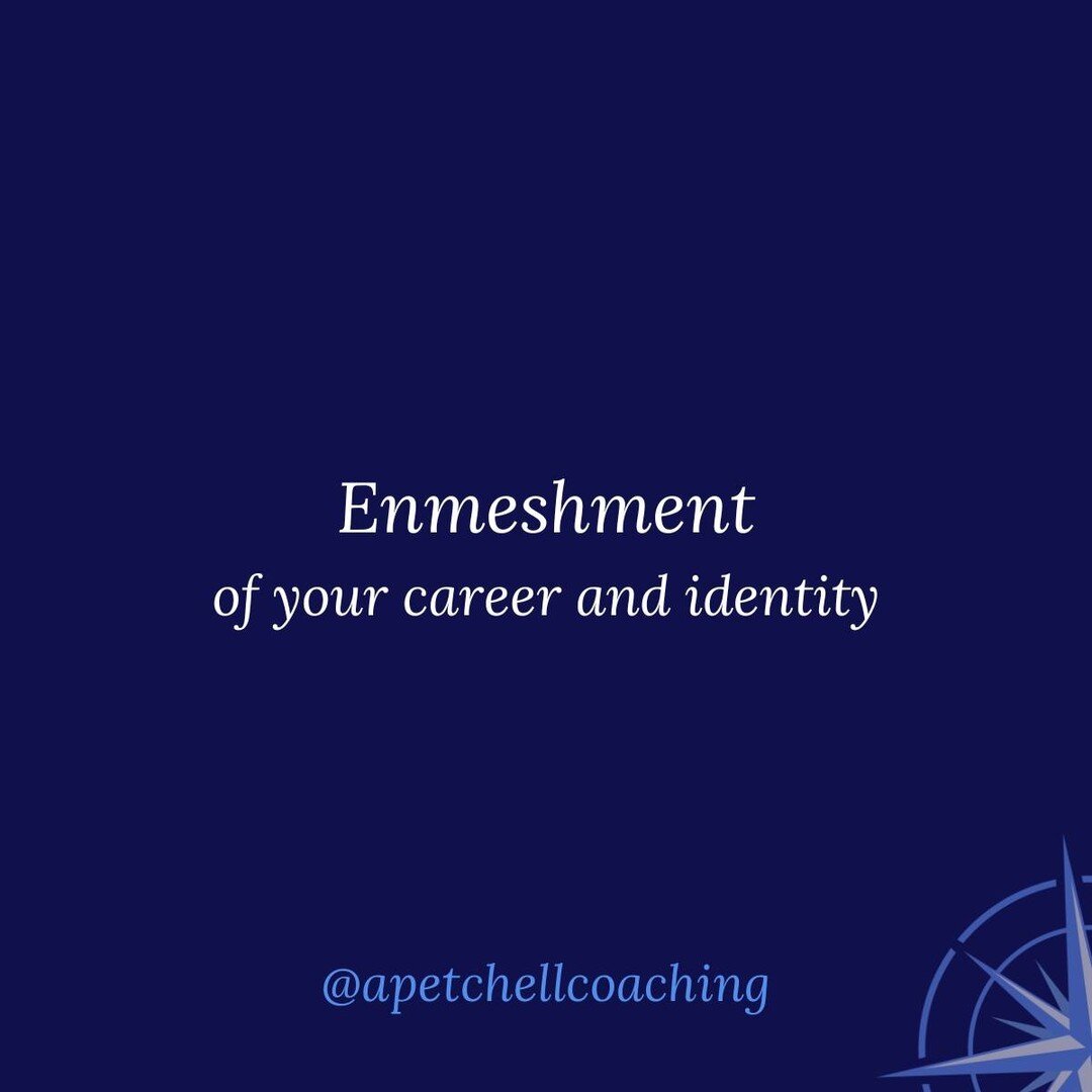 Not knowing who you are outside of your career.

How do you describe yourself?

This term 'Enmeshment' refers to a situation where the boundaries between people become blurred, and individual identities loose importance. 
Enmeshment prevents the deve