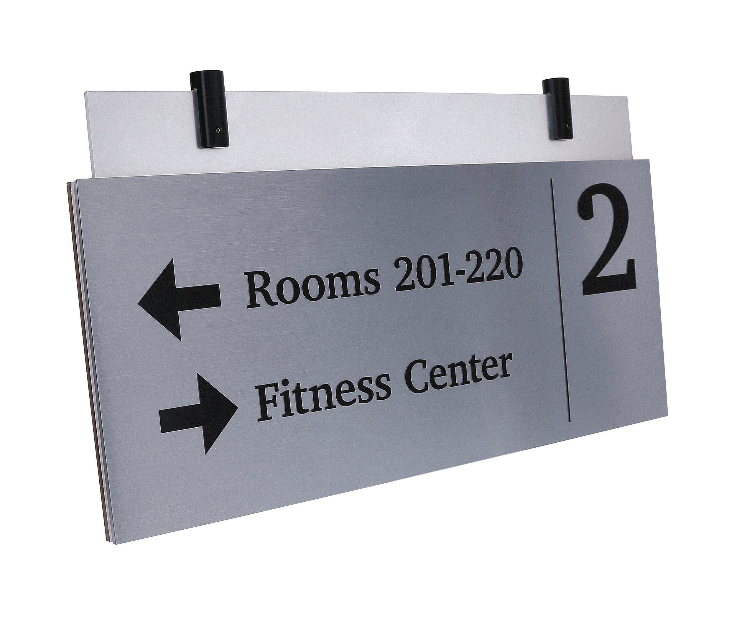 Ceiling Hung sign with Metalam™ face and mounting brackets