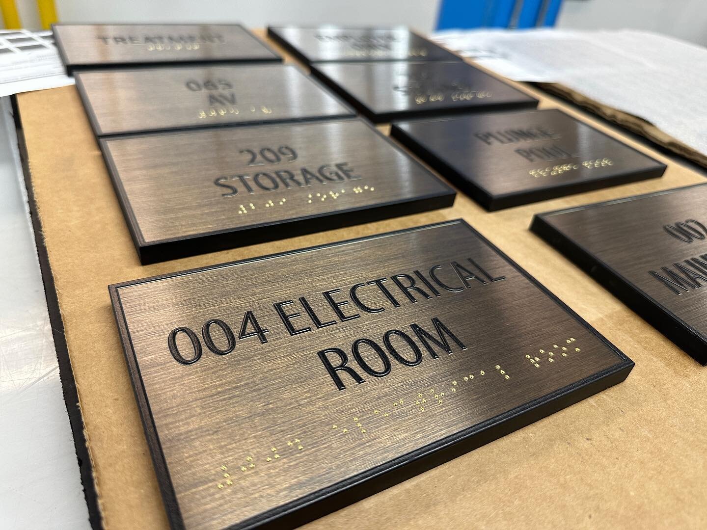 Just beautiful direct printed ADA plaques on oxidized brass!! ???? For all your #wholesale signage needs, let us at @steelartco get to work for you today!======================================
=========================================================