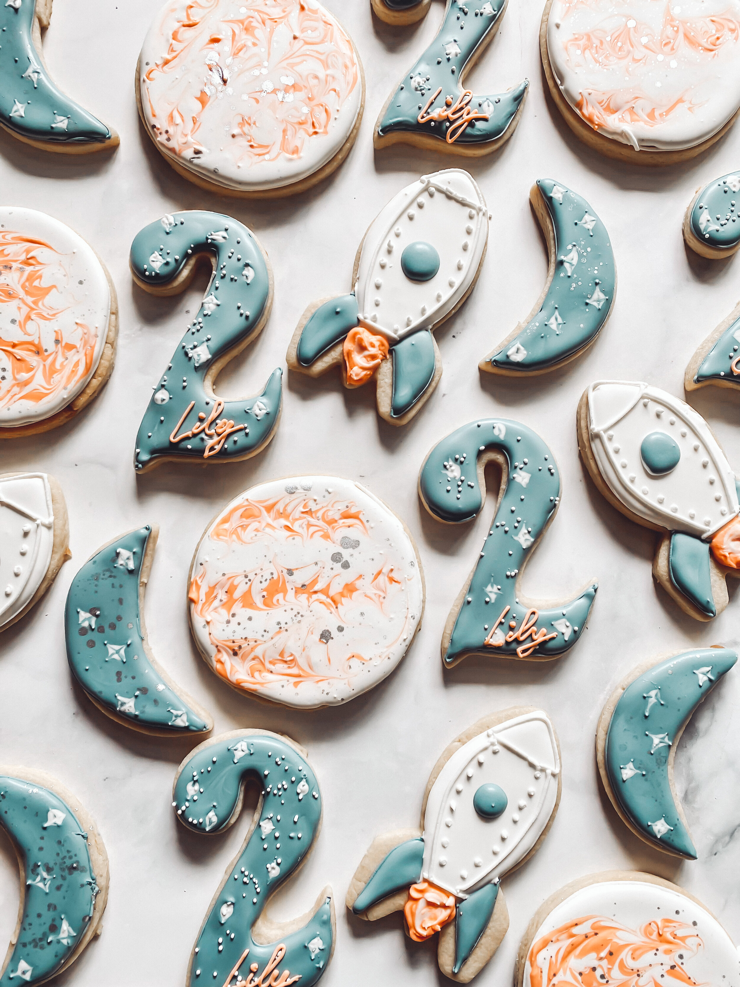  Space-Themed Second Birthday Cookies 