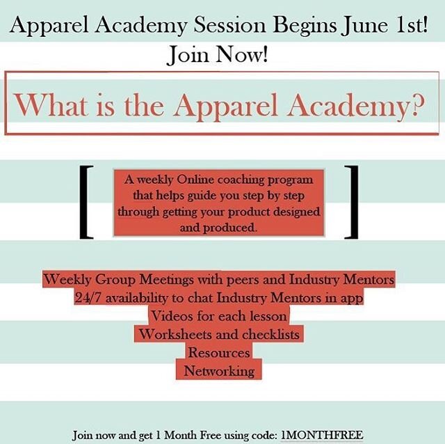 Starting an apparel or soft goods brand is hard! If you need guidance or are looking for advice, the @apparelacademy is for you!
.
New session starts June 1st! Sign up now with the link in bio! .
Interested but want to know more? Send us a DM!
.
#ent