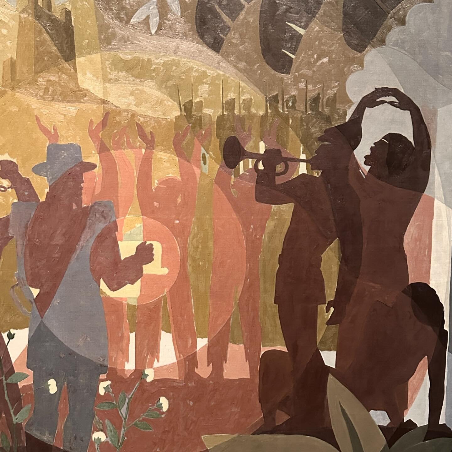 Aaron Douglas epic mural, Aspects of Negro Life: From Slavery Through Reconstruction, 1934, on display now, in the extensive Harlem Renaissance exhibit @metmuseum.
#aarondouglas #harlemrenaissance #themet