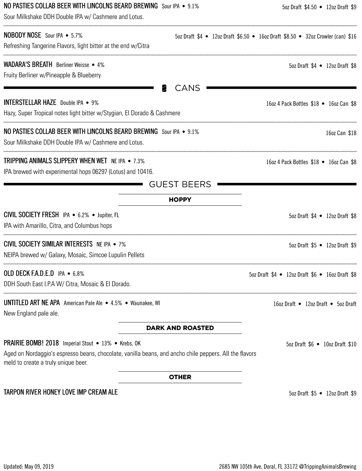 now pouring — Tripping Animals Brewing