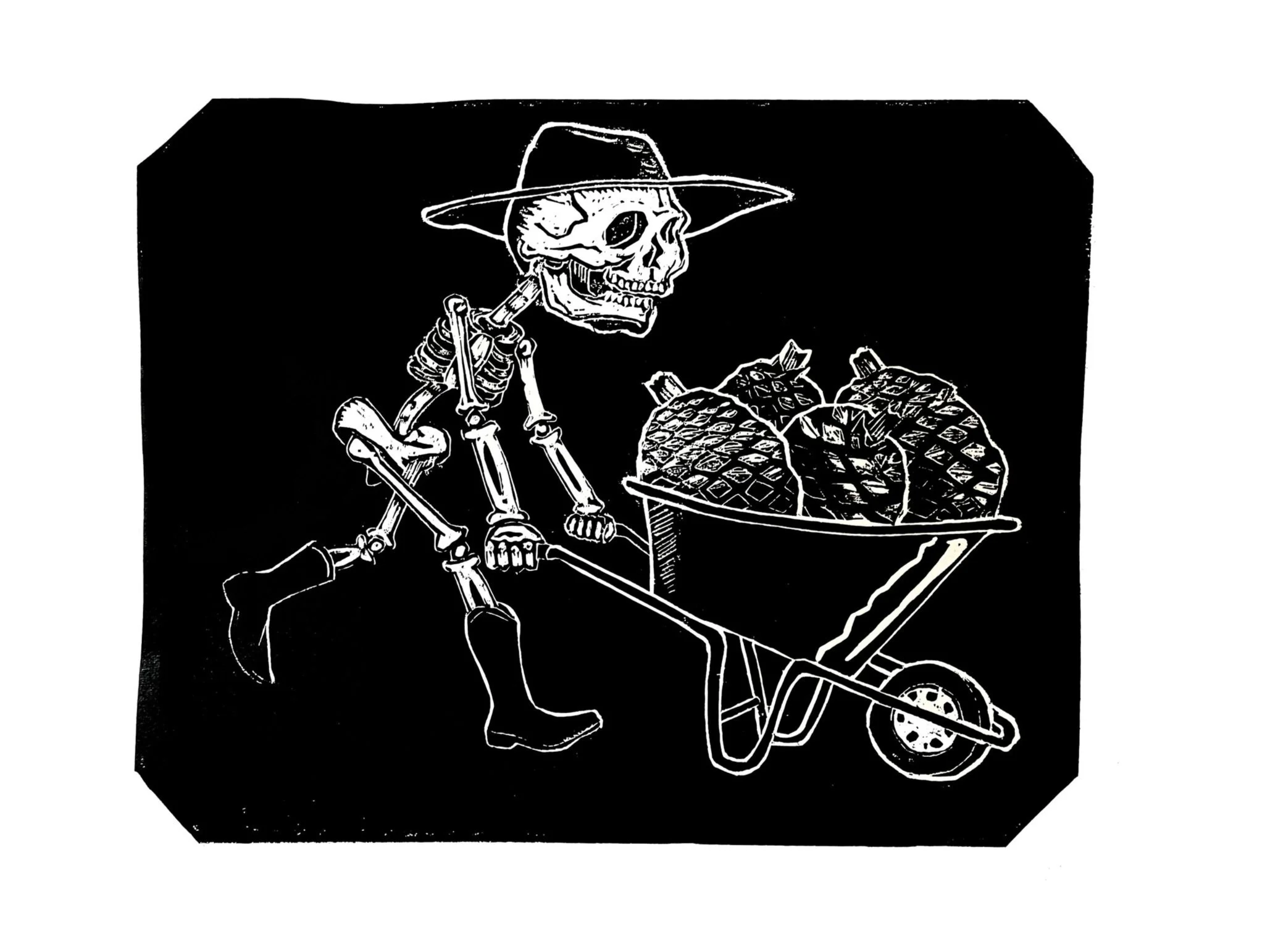 Mezcal on Wheels (linoleum print)