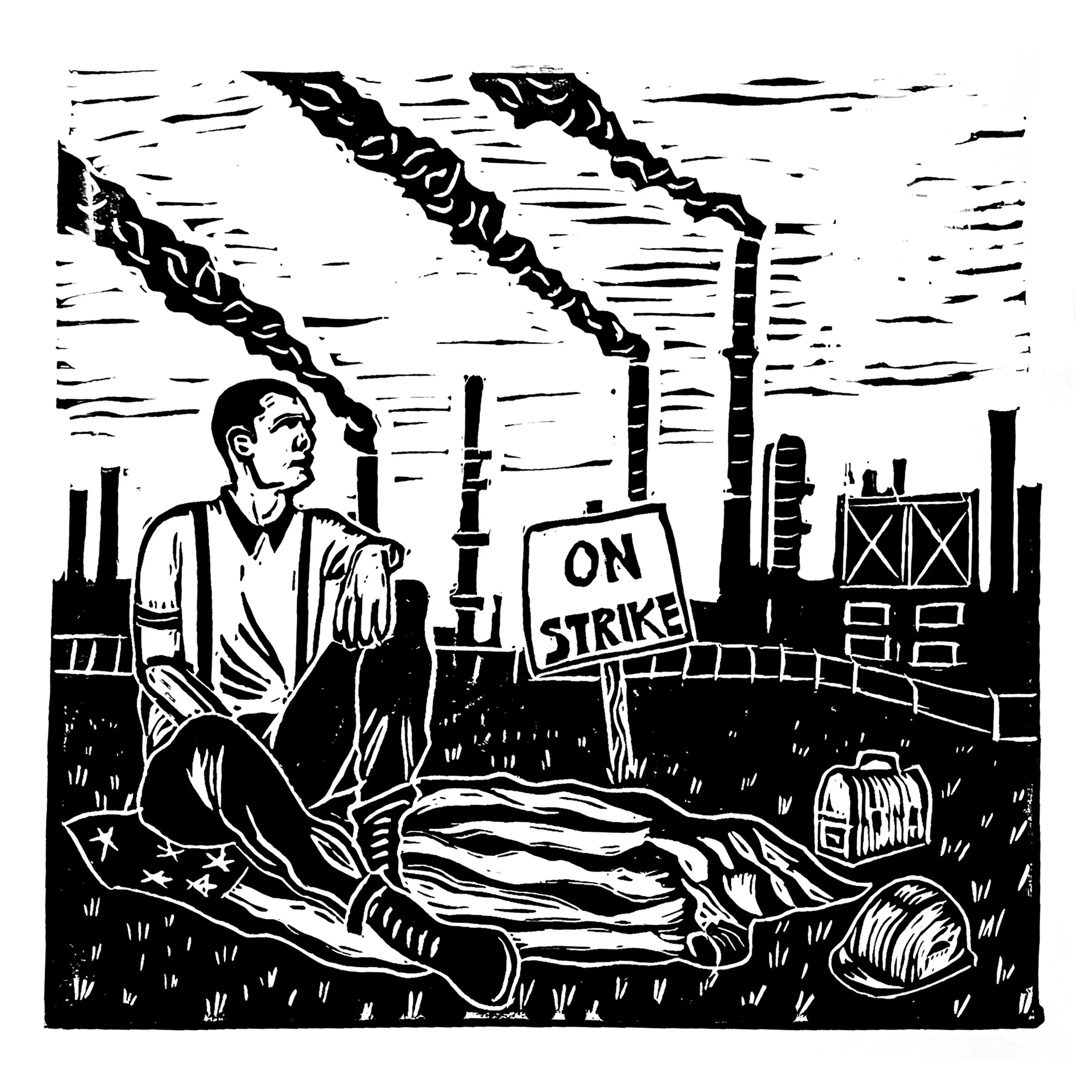 Locked Out (linoleum print)