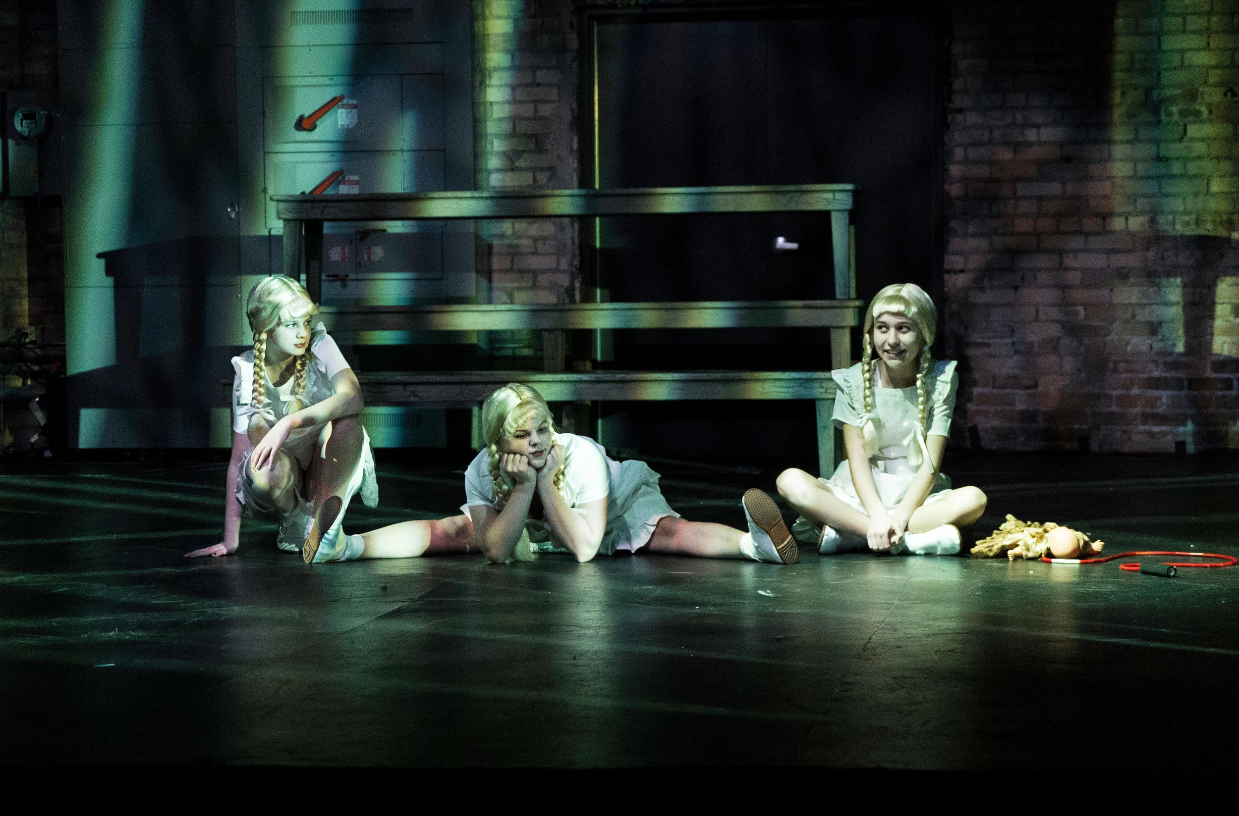 Ashlyn Walters, Morgan Korsmo and Ellie Haugen as the Witches in the SYT Core Ensemble production of MACBETH (2016) Photo: Logan Verdoorn