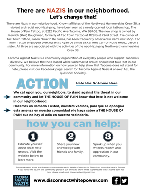 There Are Nazis In Your Neighborhood Tacoma Tacoma Against Nazis