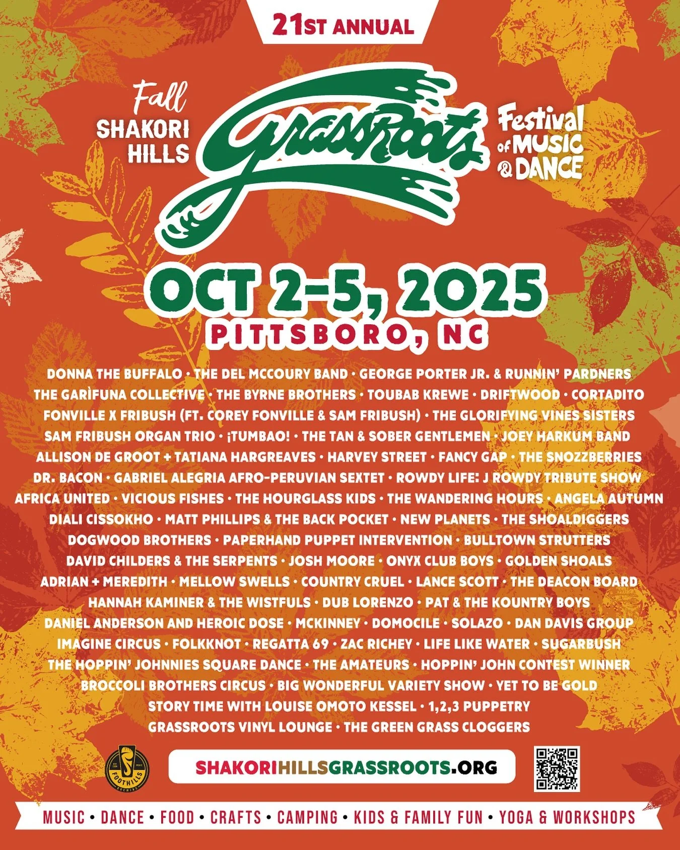 Holy Guacamole!! 🥑  thrilled to be heading to @shakorihillsgrassroots this October 3-5 weekend in North Carolina, for the FIRST TIME!  This incredible lineup includes
@officialdonnathebuffalo 
@georgeporterjr 
@driftwoodtheband 
@allison_de_groot @d