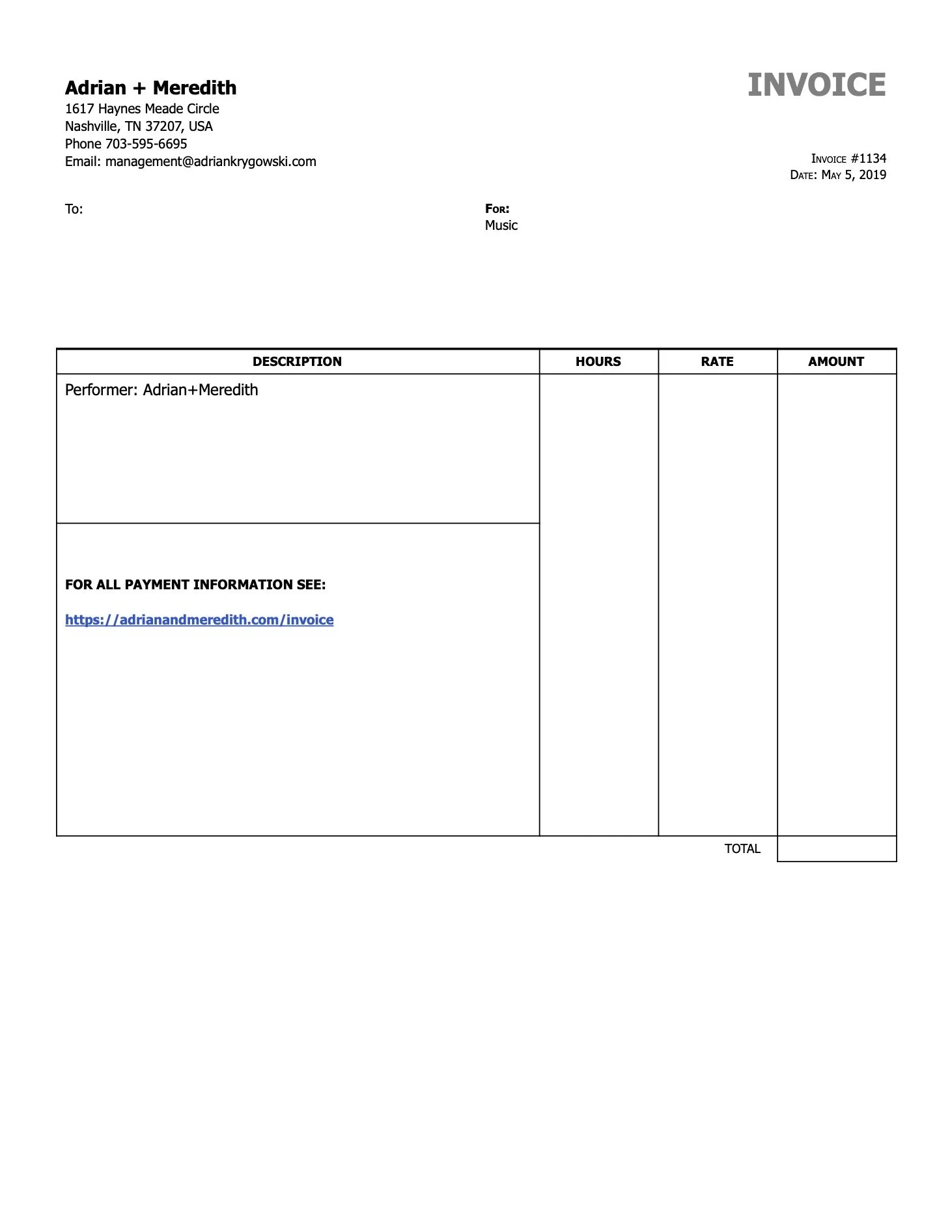 Invoice adrian meredith