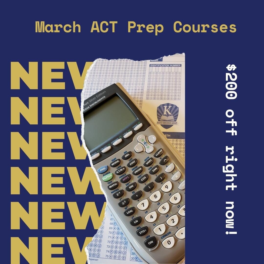 Planning to take the ACT in March?  Want the option of prepping in person or over Zoom?  We've got you covered!⁠
⁠
14 hours of instruction, practice materials provided, flexible options for meeting virtually or in person, and over 14 years of proven 
