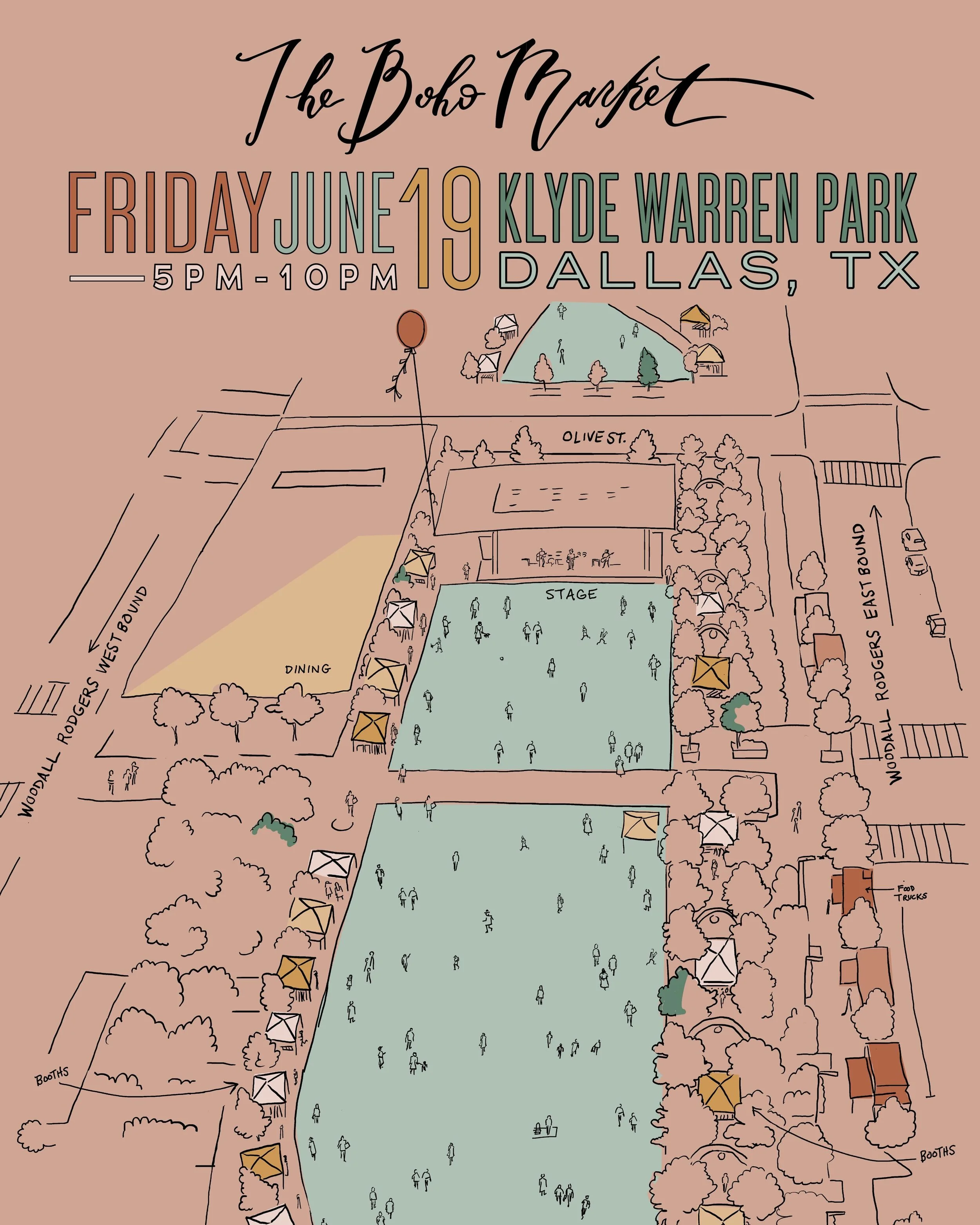 The Boho Market Night Market at Klyde Warren Park