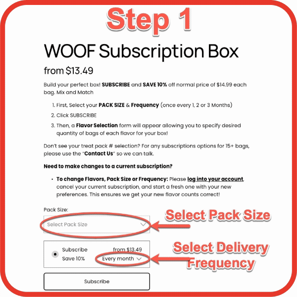 How to subscribe to Sweet licks Barkery's Woof Subscription Box