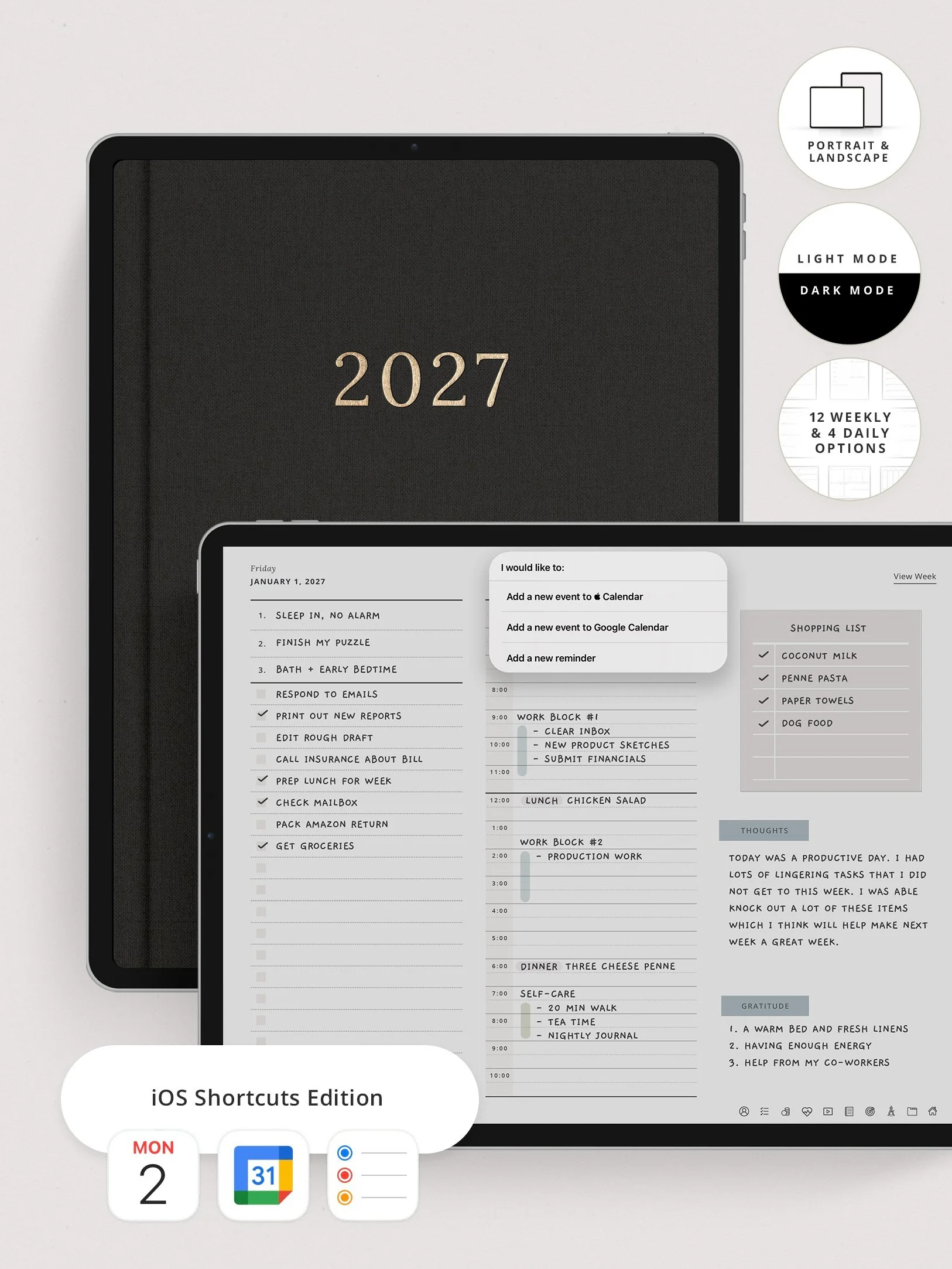 2027 Digital Planner Set (iOS Shortcuts Edition)
