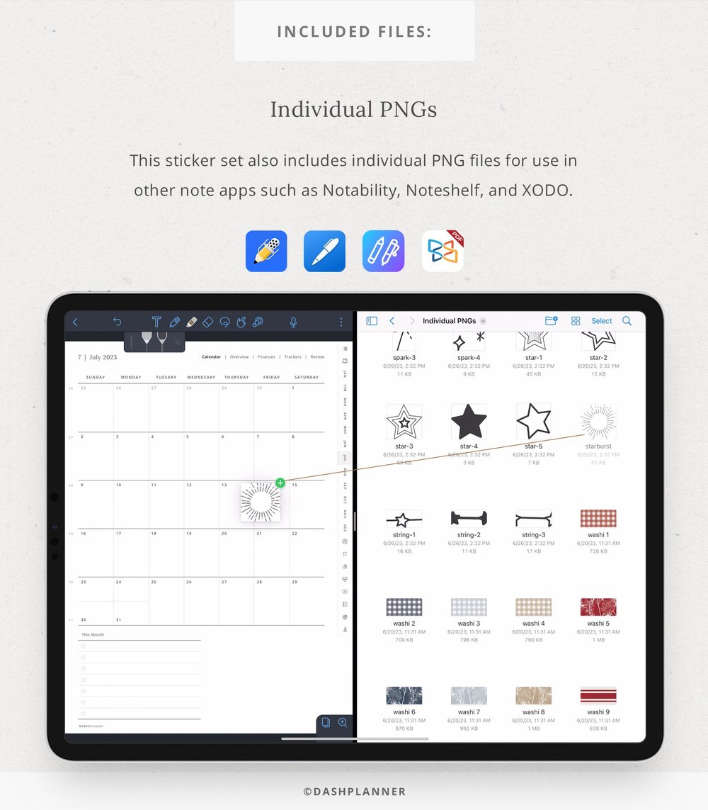 Stars & Stripes Digital Sticker Set for iPad — Dash Planner