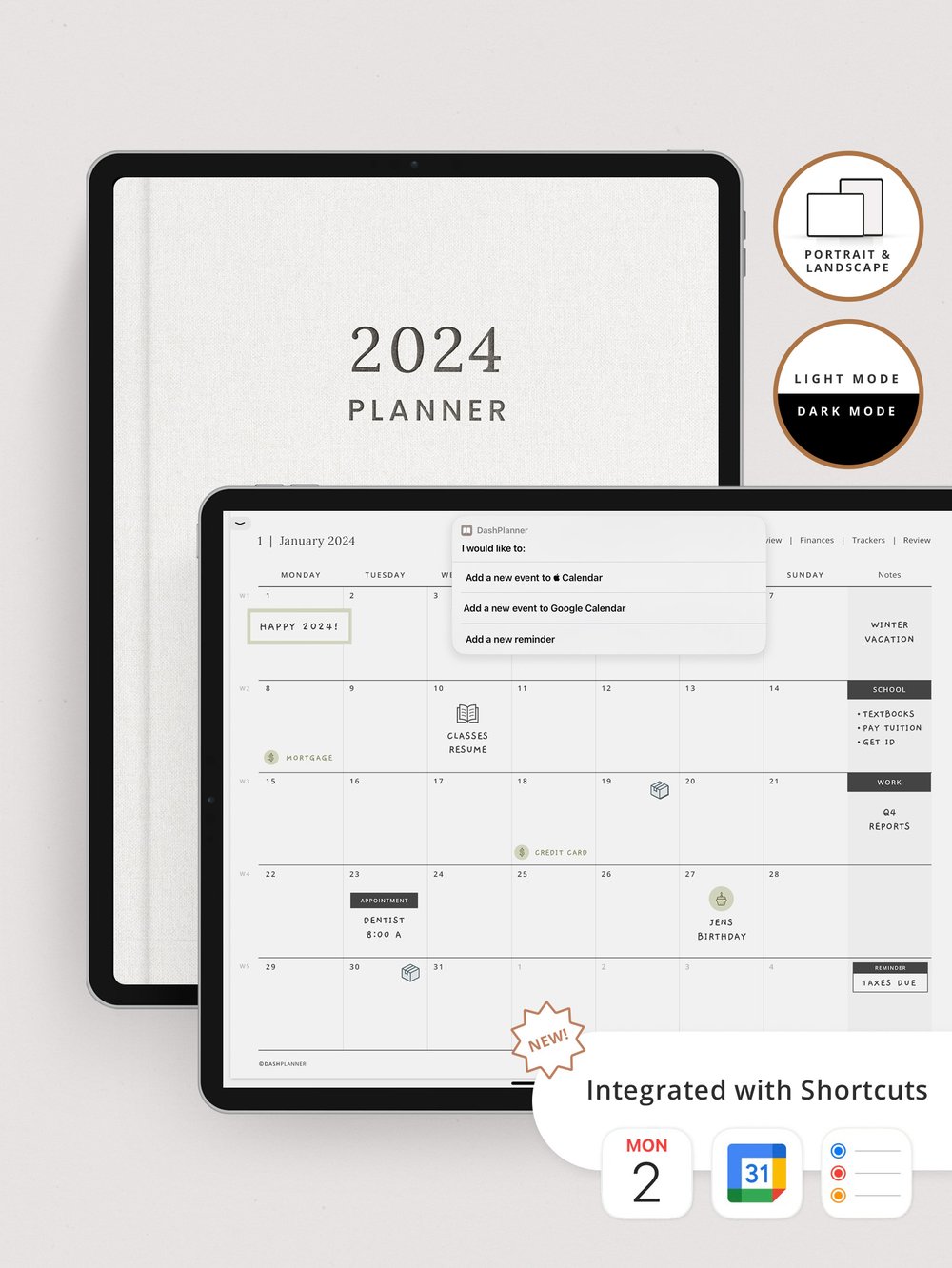 2024 Digital Planner with Reminders, Apple Calendar, and Google Calendar  Integration — Dash Planner