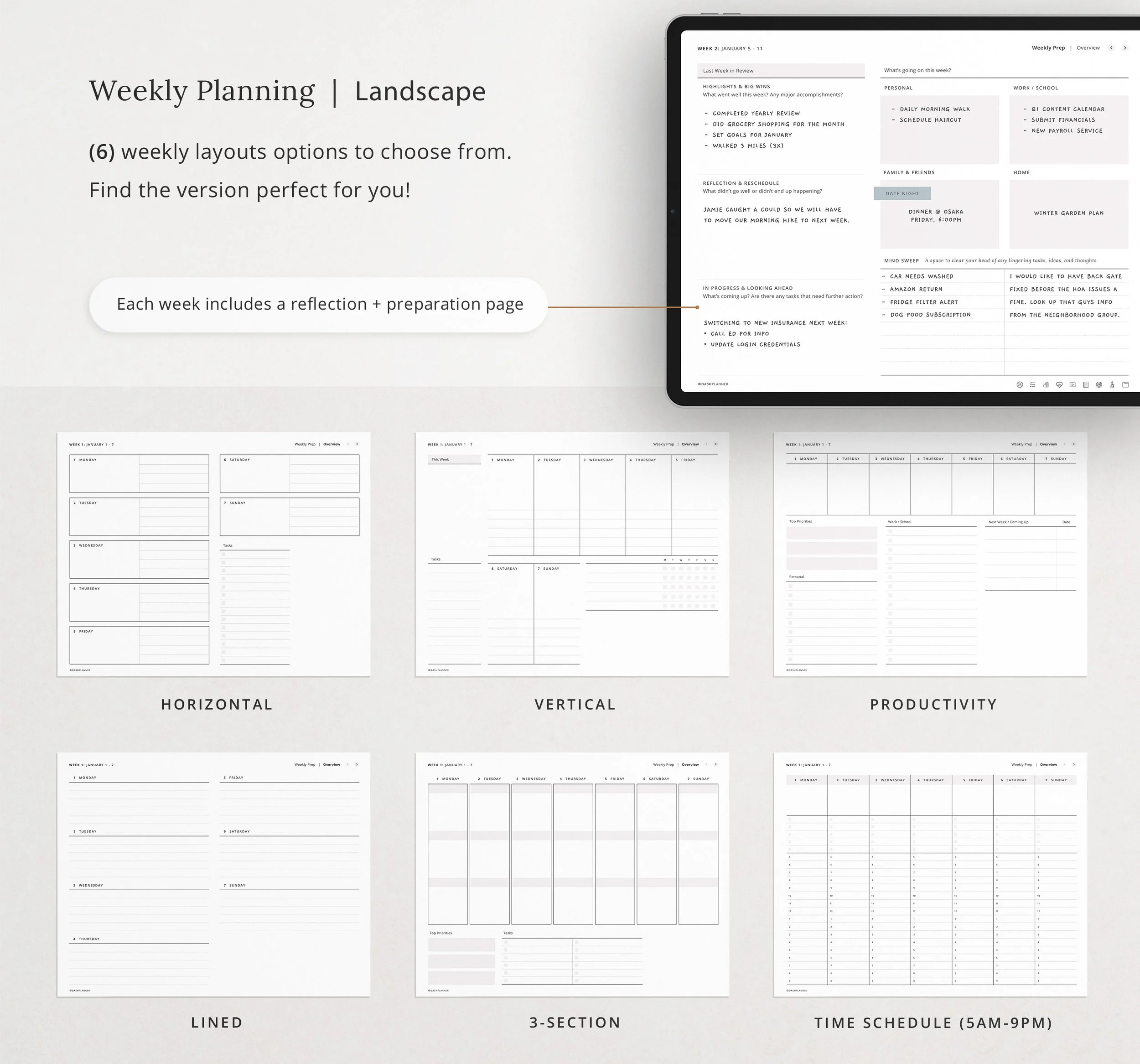 2026 Landscape Weekly Digital Planner
