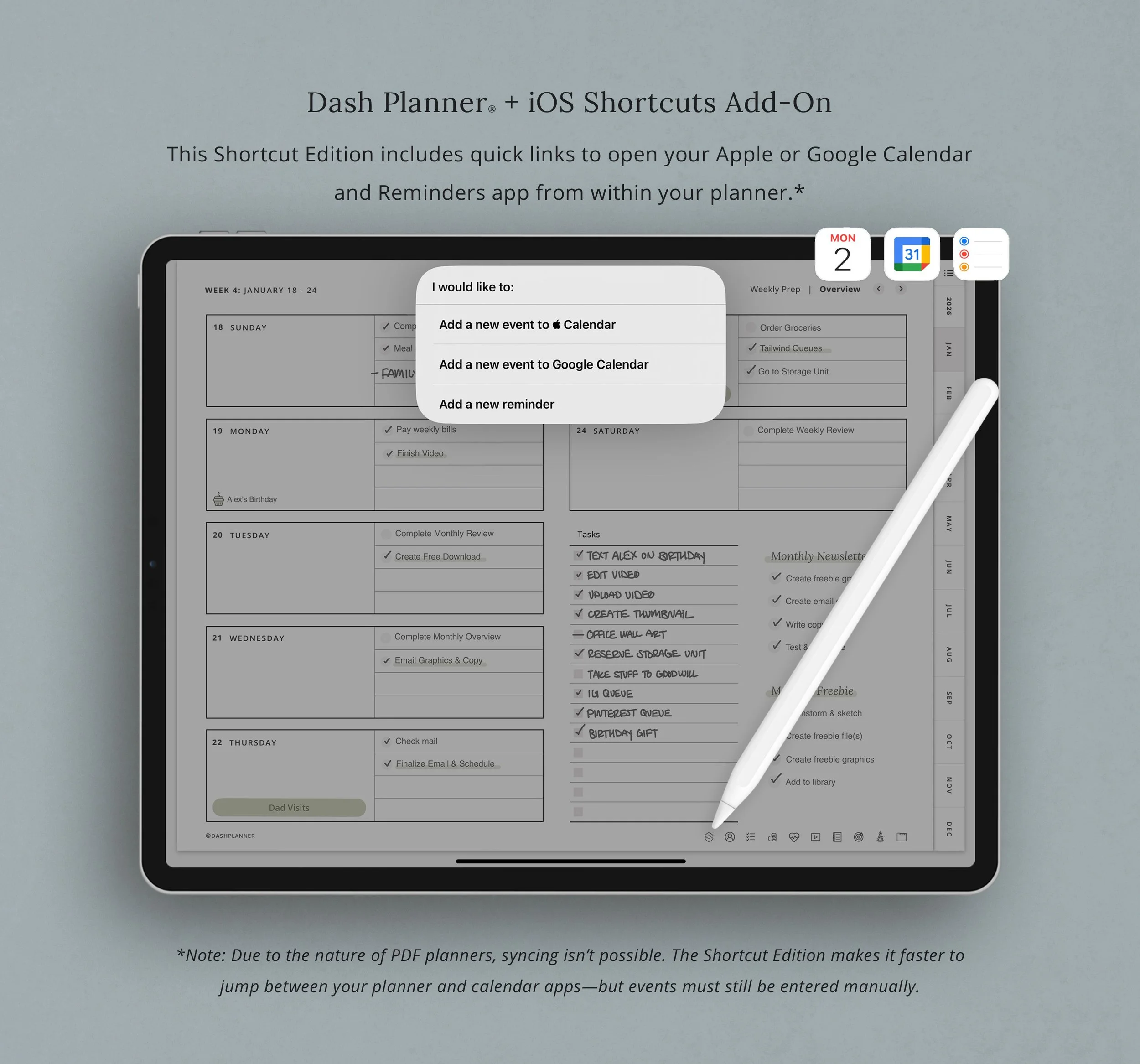 2026 Digital Planner with Calendar Integration