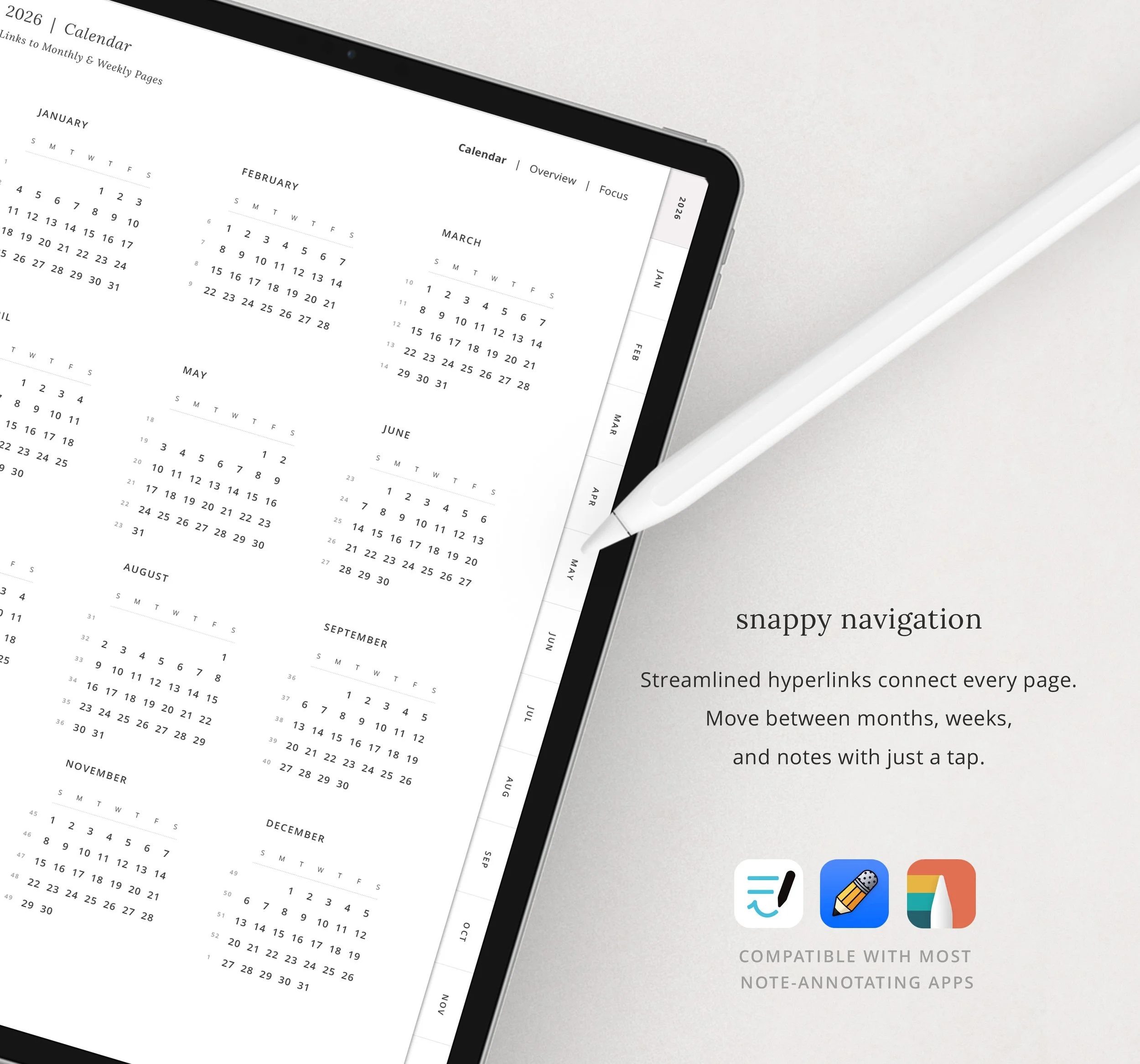 Digital Planner Hyperlinked Navigation