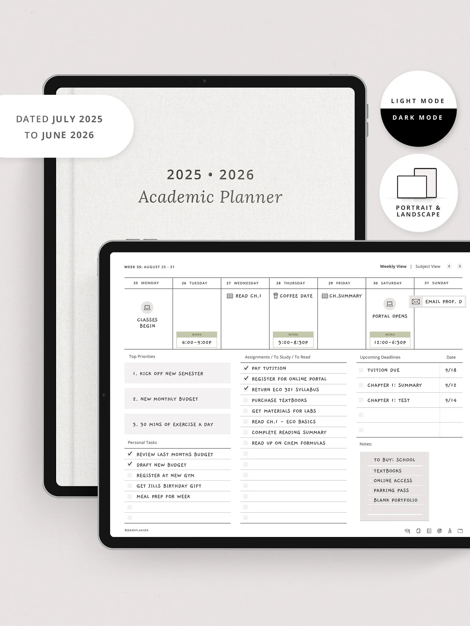 2025-2026 Academic Planner