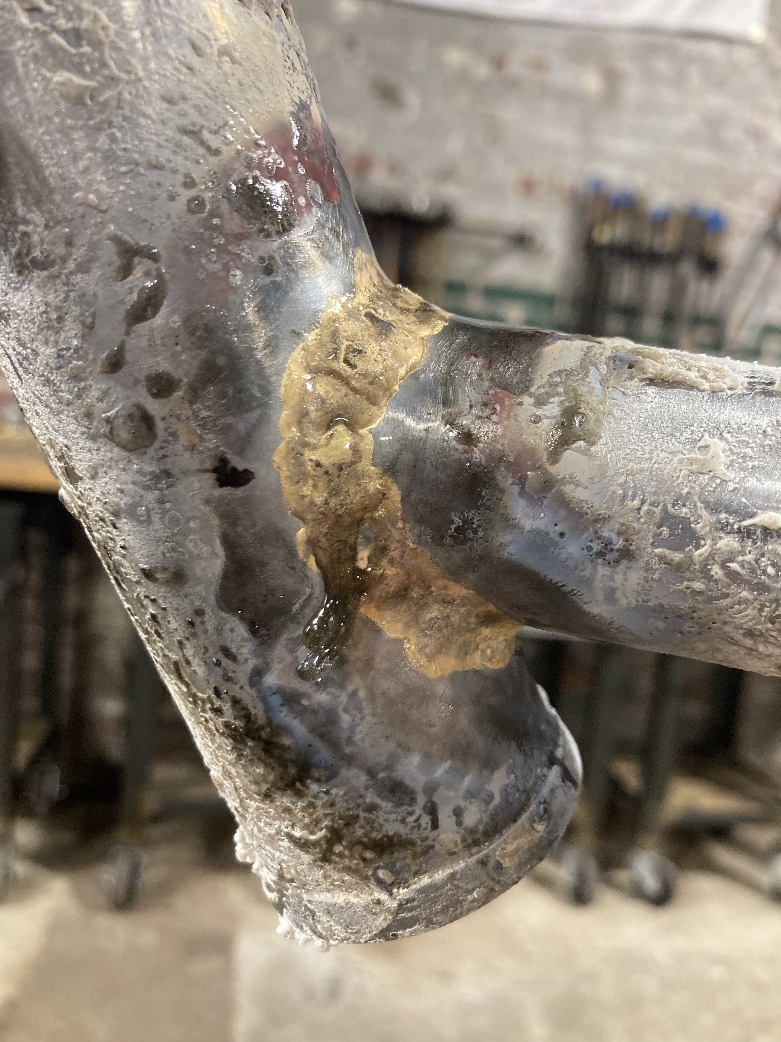  Freshly brazed, covered in flux. 