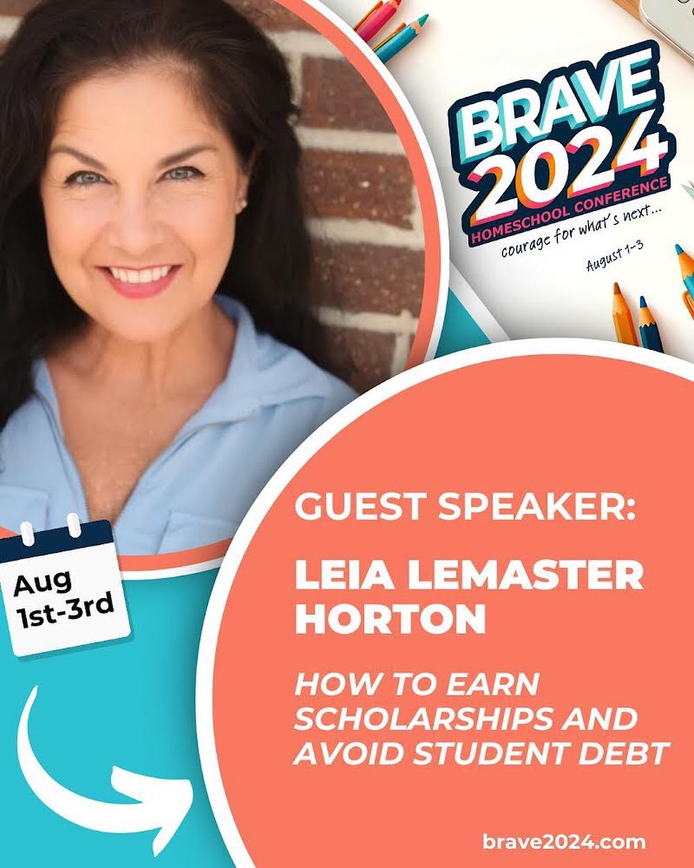 Early bird pricing ends today for the Brave2024 Virtual Homeschool conference on Aug. 1st - 3rd. Get your tickets today!

I&rsquo;m excited to speak on a topic I&rsquo;m passionate about: SAVING YOU MONEY. The &ldquo;How to Earn Scholarships and Avoi