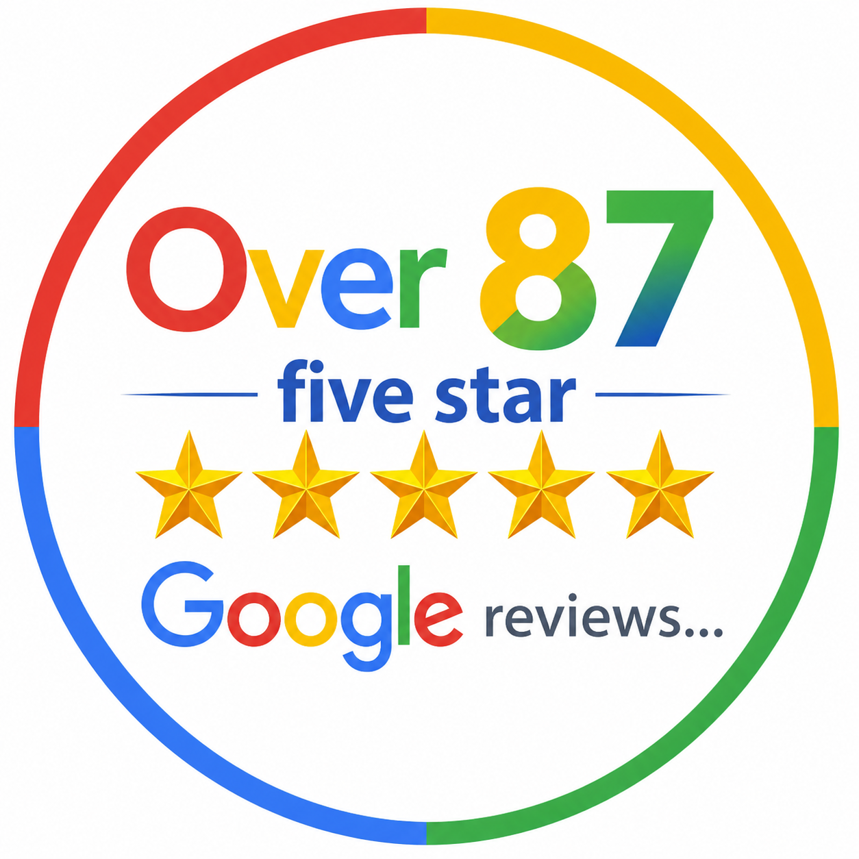 87 Five Star Google Reviews.png