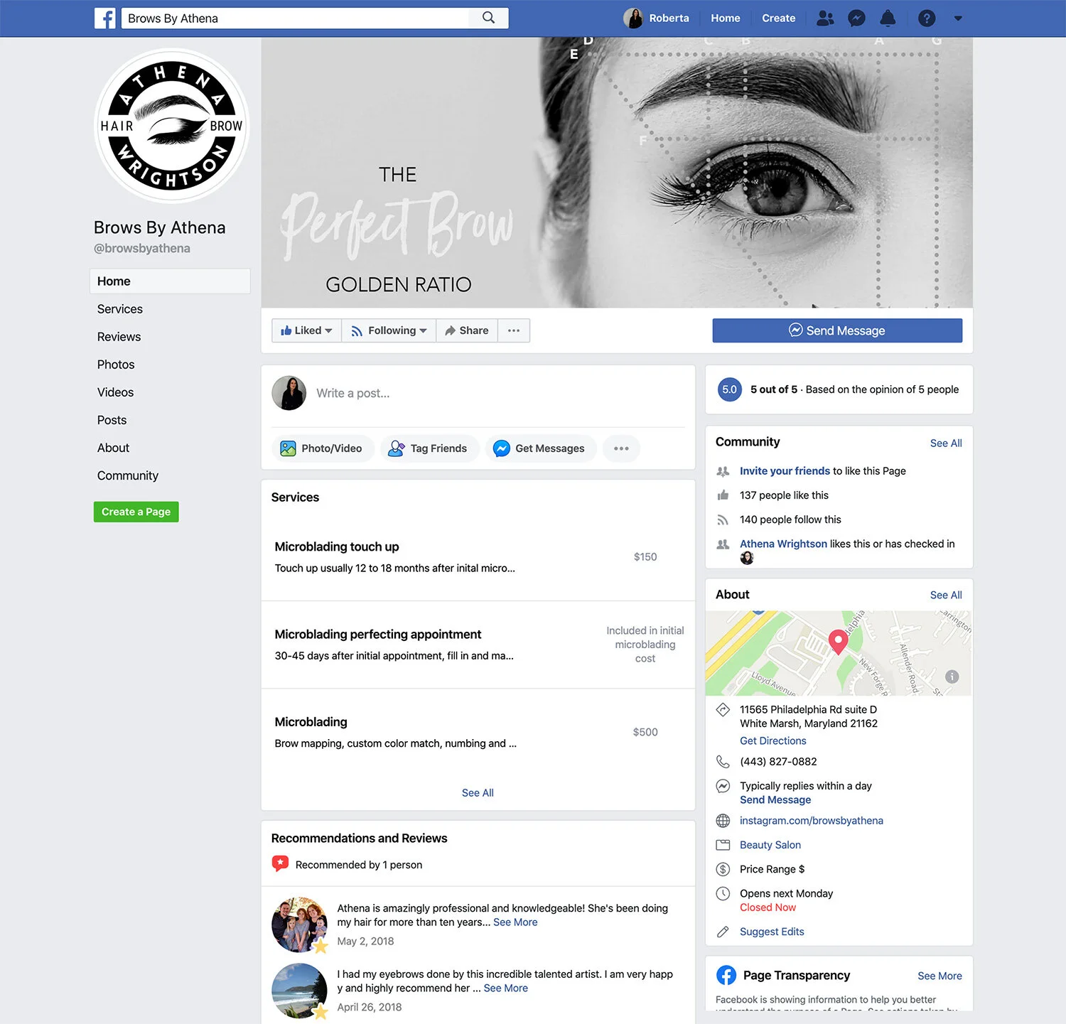 Brows By Athena Facebook Page