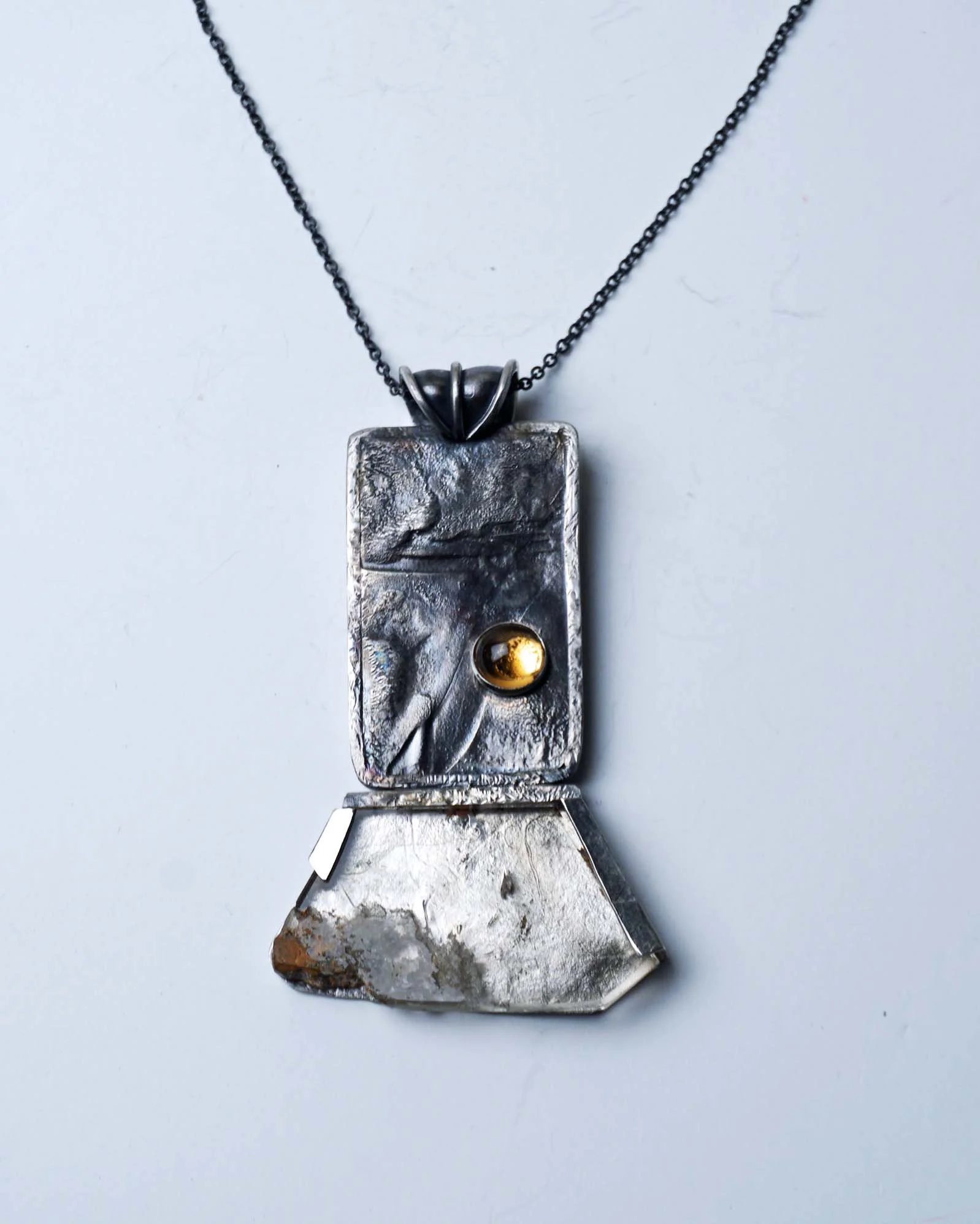 citrine and lodenite crystal pendant