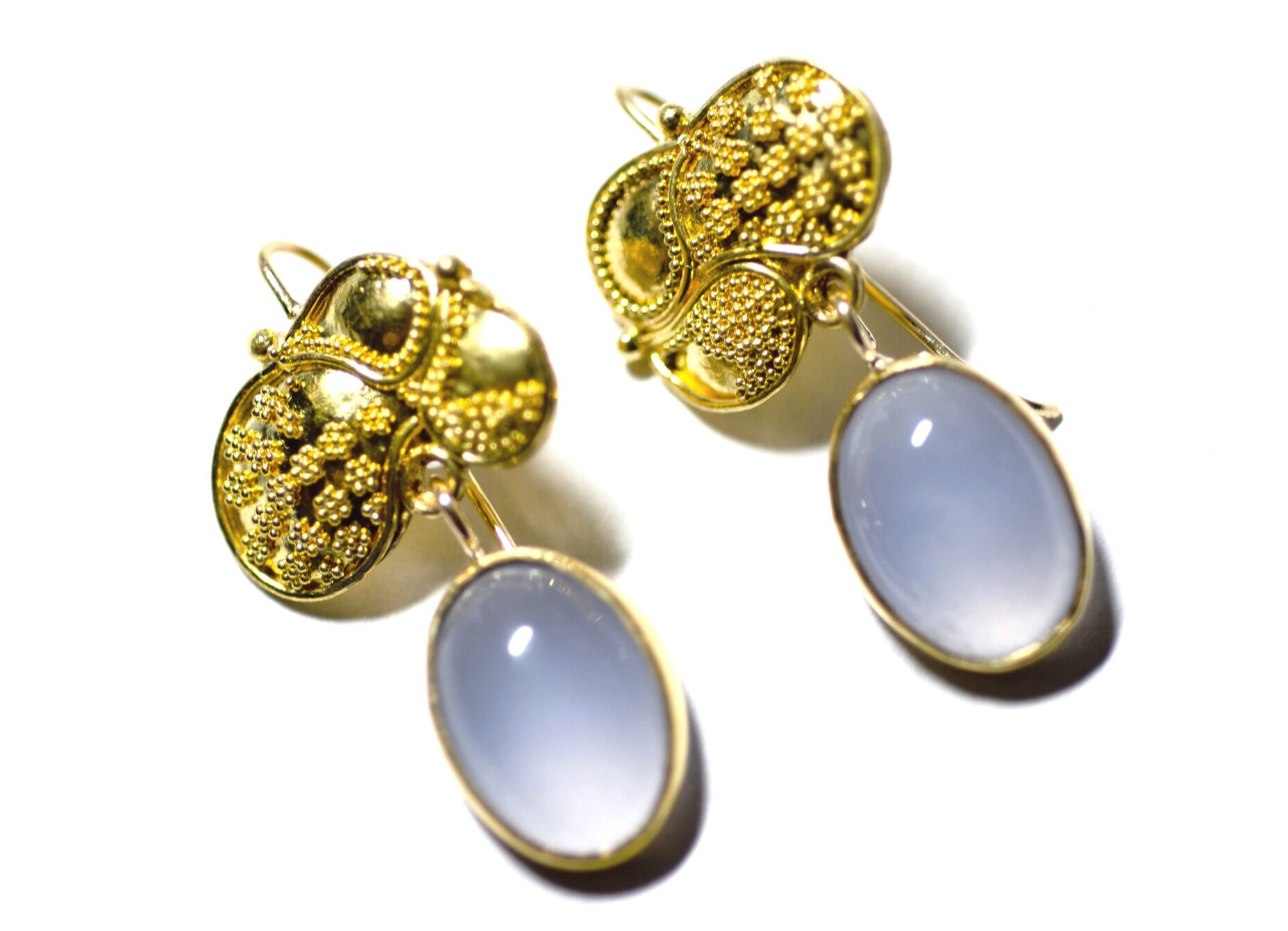 22k gold chalcedony earrings