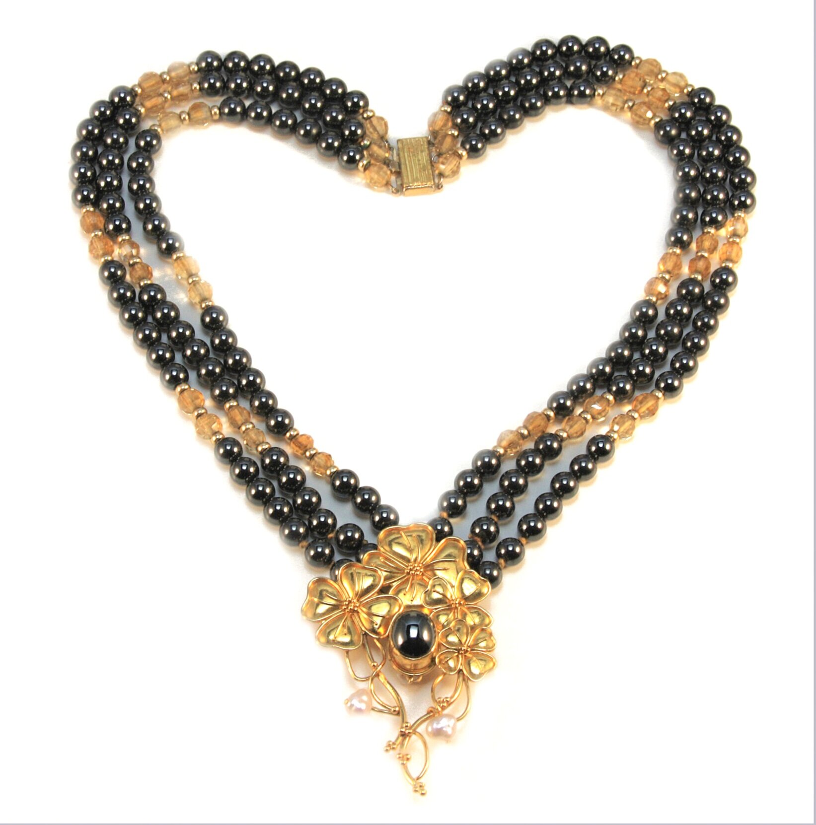 22k gold  hematite necklace