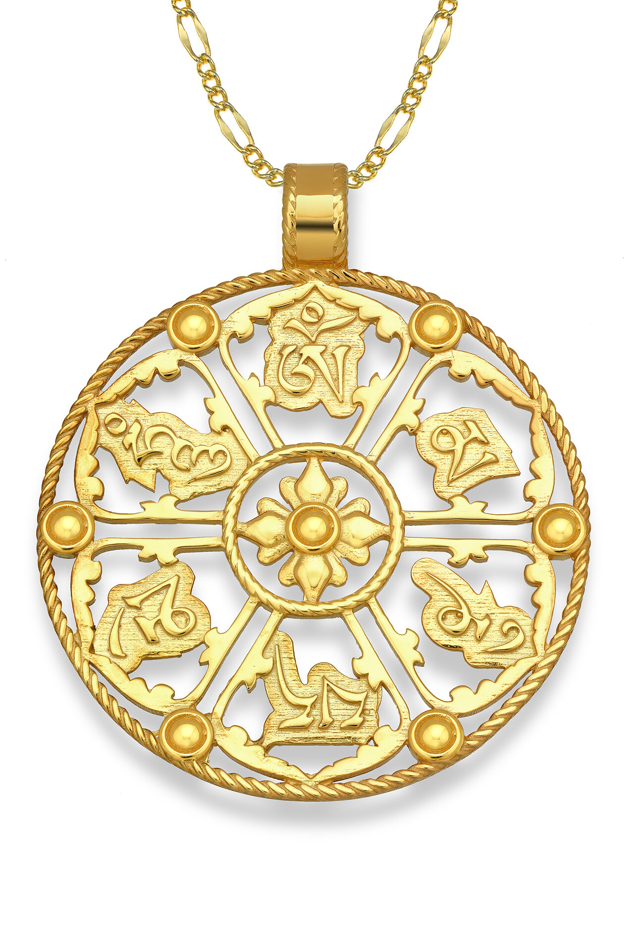 Om Mani Padme Hum pendant - gold plated