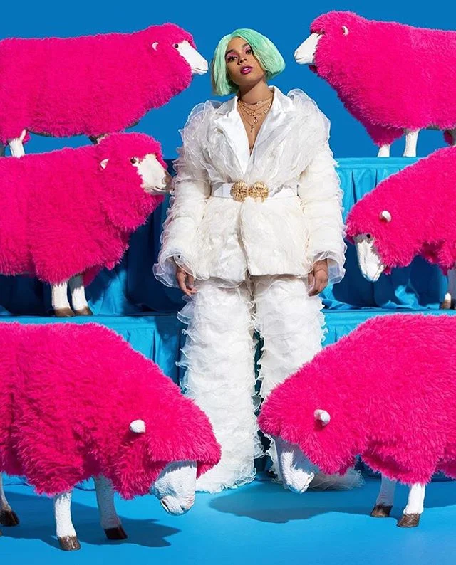 @taylaparx wears custom ruffled tulle suit by @natashiamiyazaki | Designed &amp; Developed at JXJ Studio | stylist @hodovodo