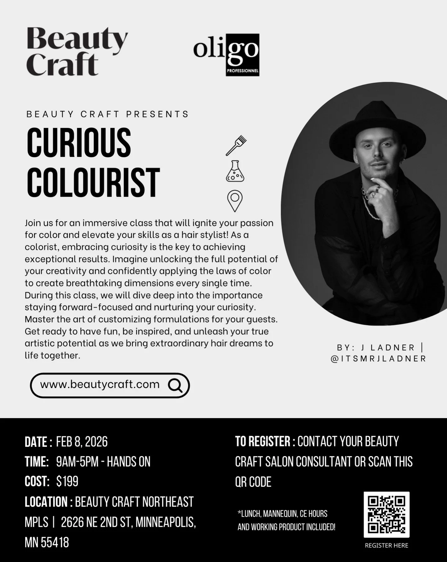 🎨 Color curious, artist activated 💥

Step into bold formulations, fearless creativity, and hands‑on mastery with @itsmrjladner . This class is your next color breakthrough.

📍 Beauty Craft Northeast MPLS &mdash; 2626 NE 2nd St, Minneapolis, MN 554