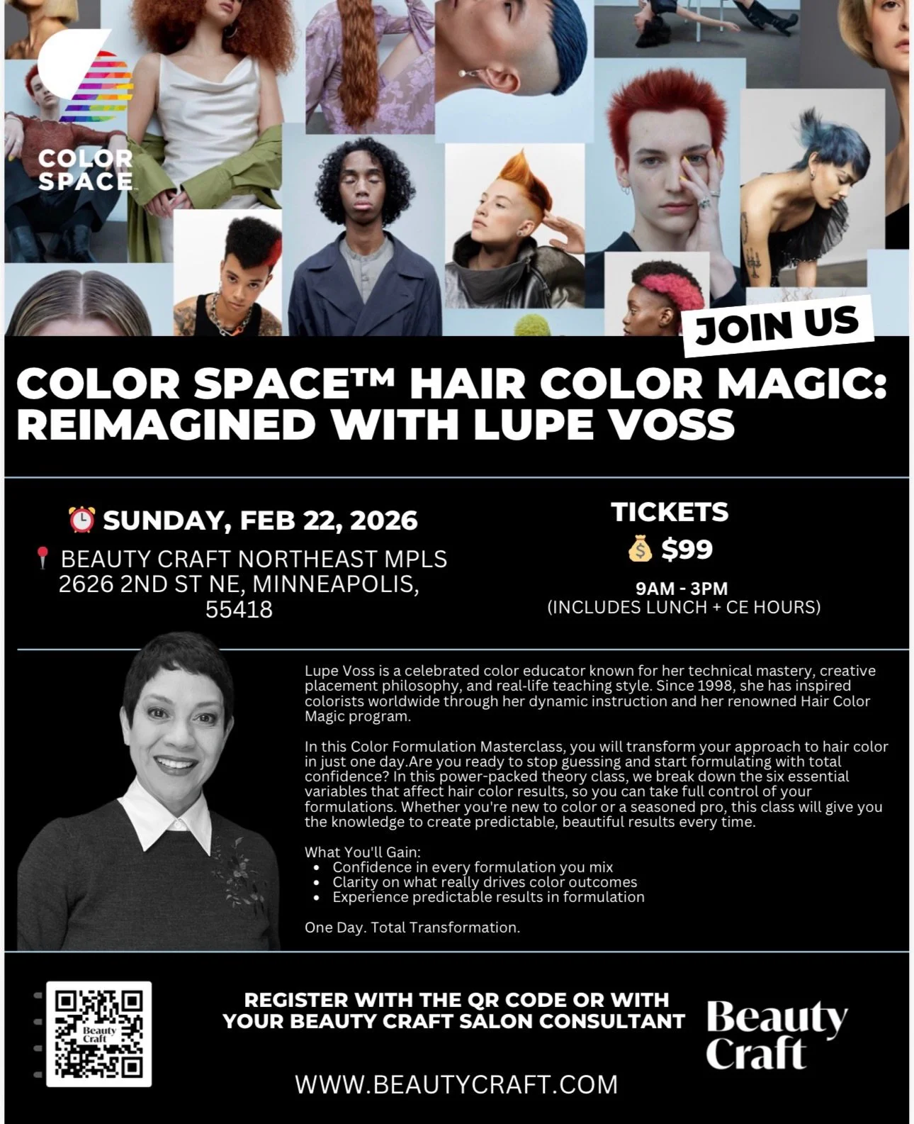 ✨ ICONIC EDUCATION. REAL RESULTS. ✨

Lupe Voss joins the Midwest with her signature Color Space&trade; education. These immersive classes go beyond technique, delivering the clarity and confidence that transform how you approach color behind the chai