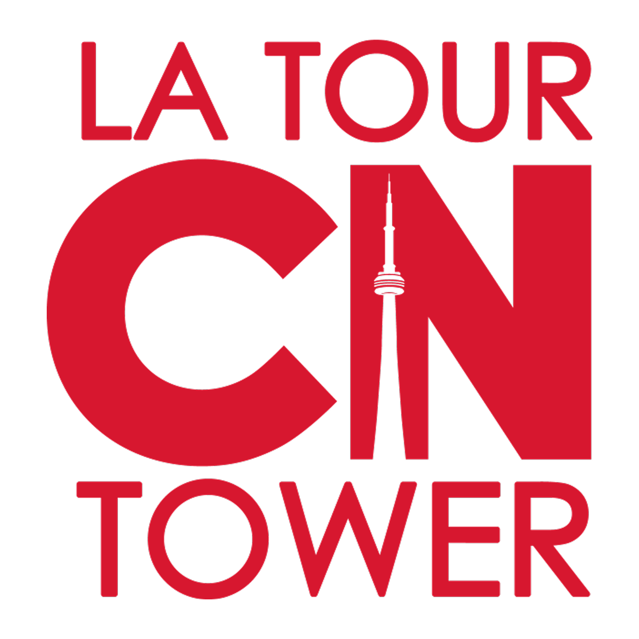 Logo for La Tour CN Tower with the CN Tower silhouette forming the letter N in red and black text.