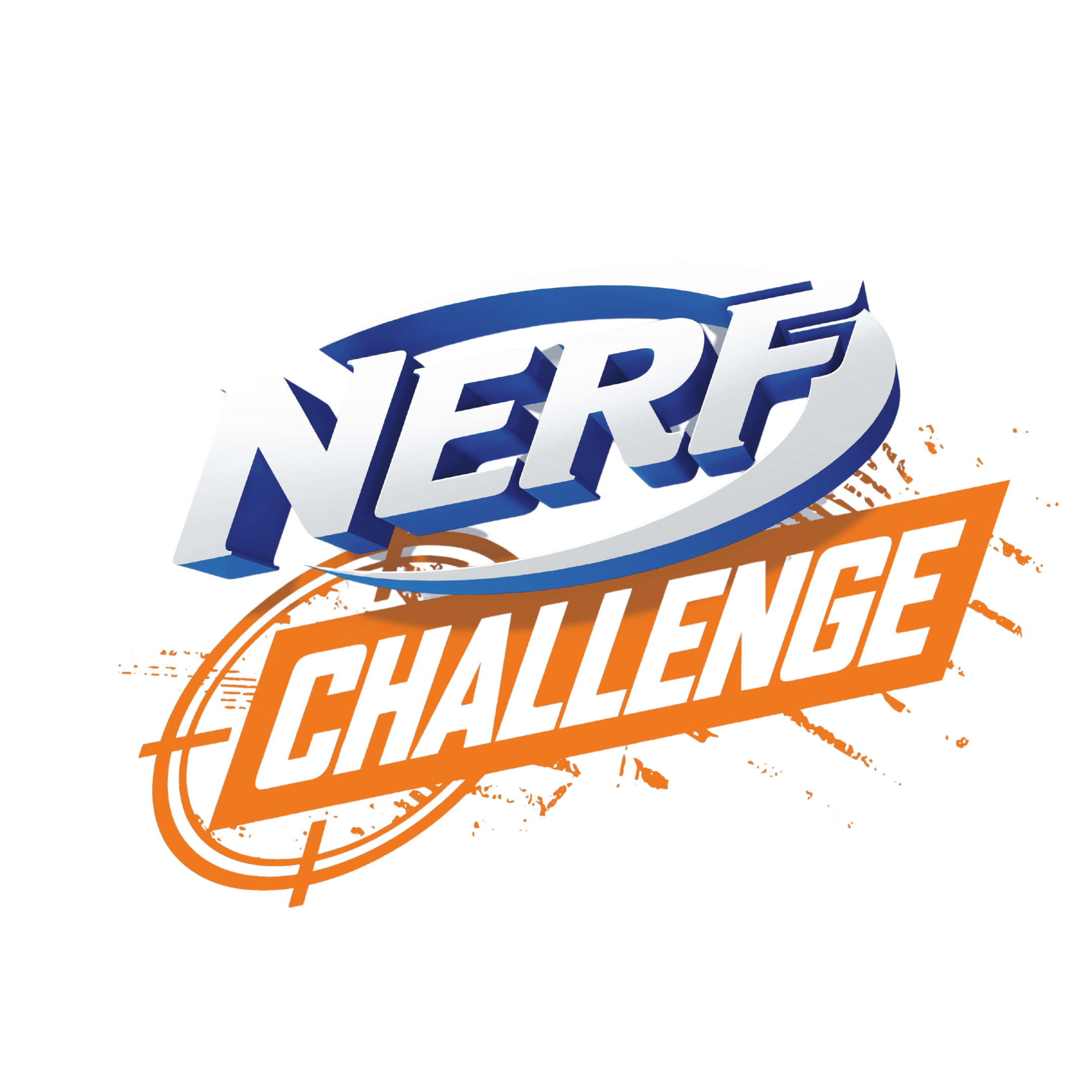 Colorful logo for Nerd Challenge featuring bold blue and white text 'Nerd' and orange text 'Challenge' with target and spray paint effects.
